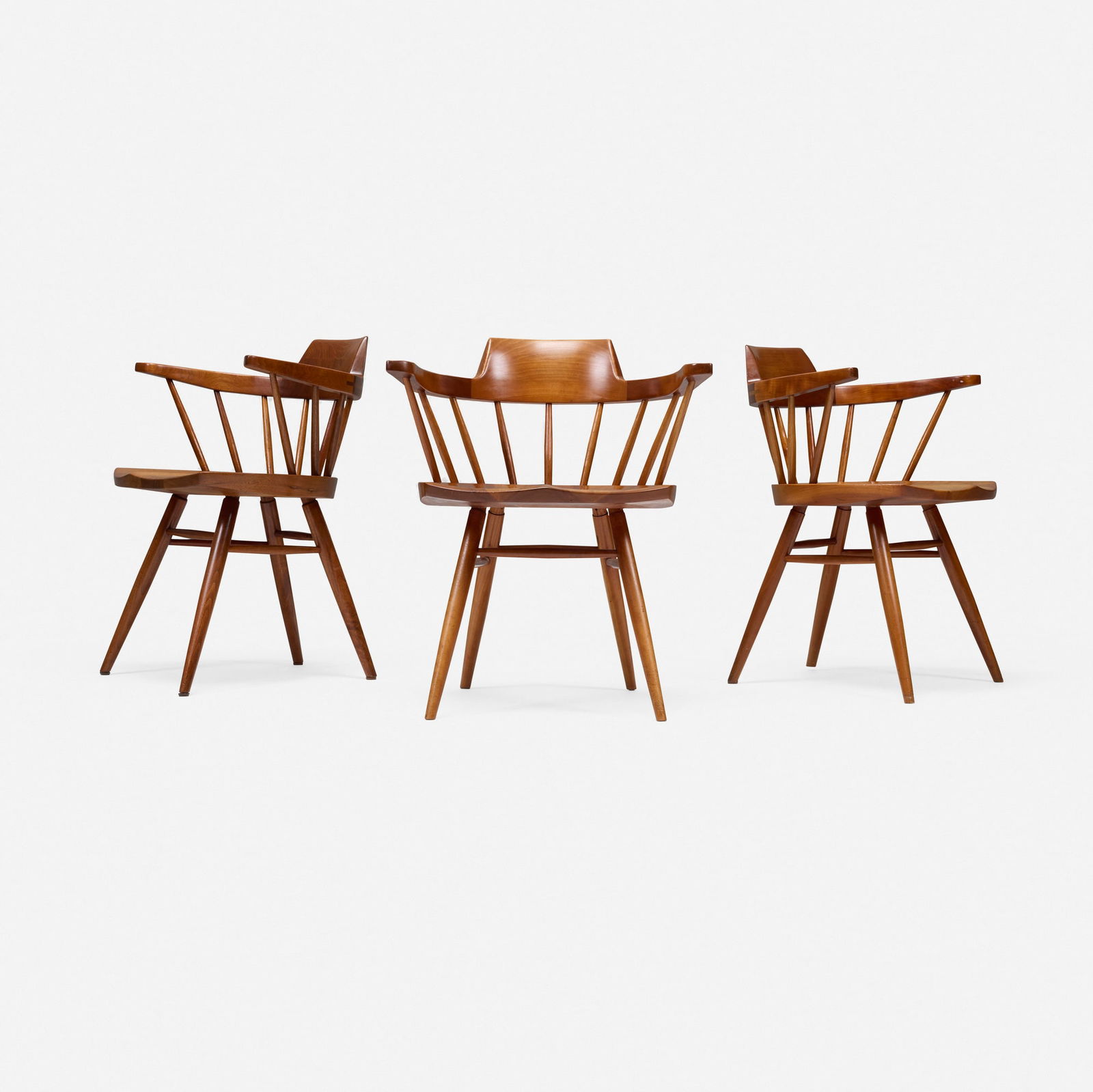 George Nakashima, Captain's chairs, set of three (1 of 5)