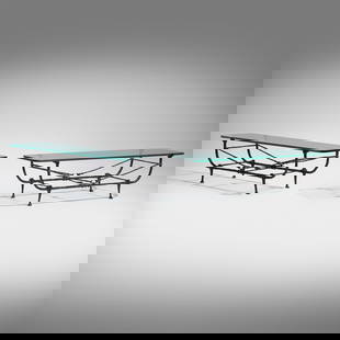 After Diego Giacometti, Coffee tables, pair: After Diego Giacometti Coffee tables, pair c. 1985patinated bronze, glass 15.5 h x 58 w x 16.5 d in (39 x 147 x 42 cm) This work will ship from Lambertville, New Jersey.