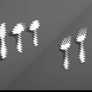 Gio Ponti, Diamond flatware: Gio Ponti Diamond flatware Reed & BartonItaly / USA, 1958sterling silver, stainless steel Complete five-piece service for twenty, plus fourteen additional serving utensils; 114 pieces total