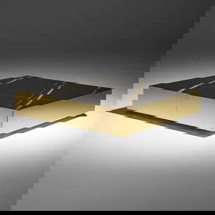 Rodolfo Dordoni, Elliot coffee table: Rodolfo Dordoni Elliot coffee table MinottiItaly, 2015 / new productionSahara noir marble, electroplated metal 10.75 h x 47.24 w x 47.25 d in (27 x 120 x 120 cm) This work w