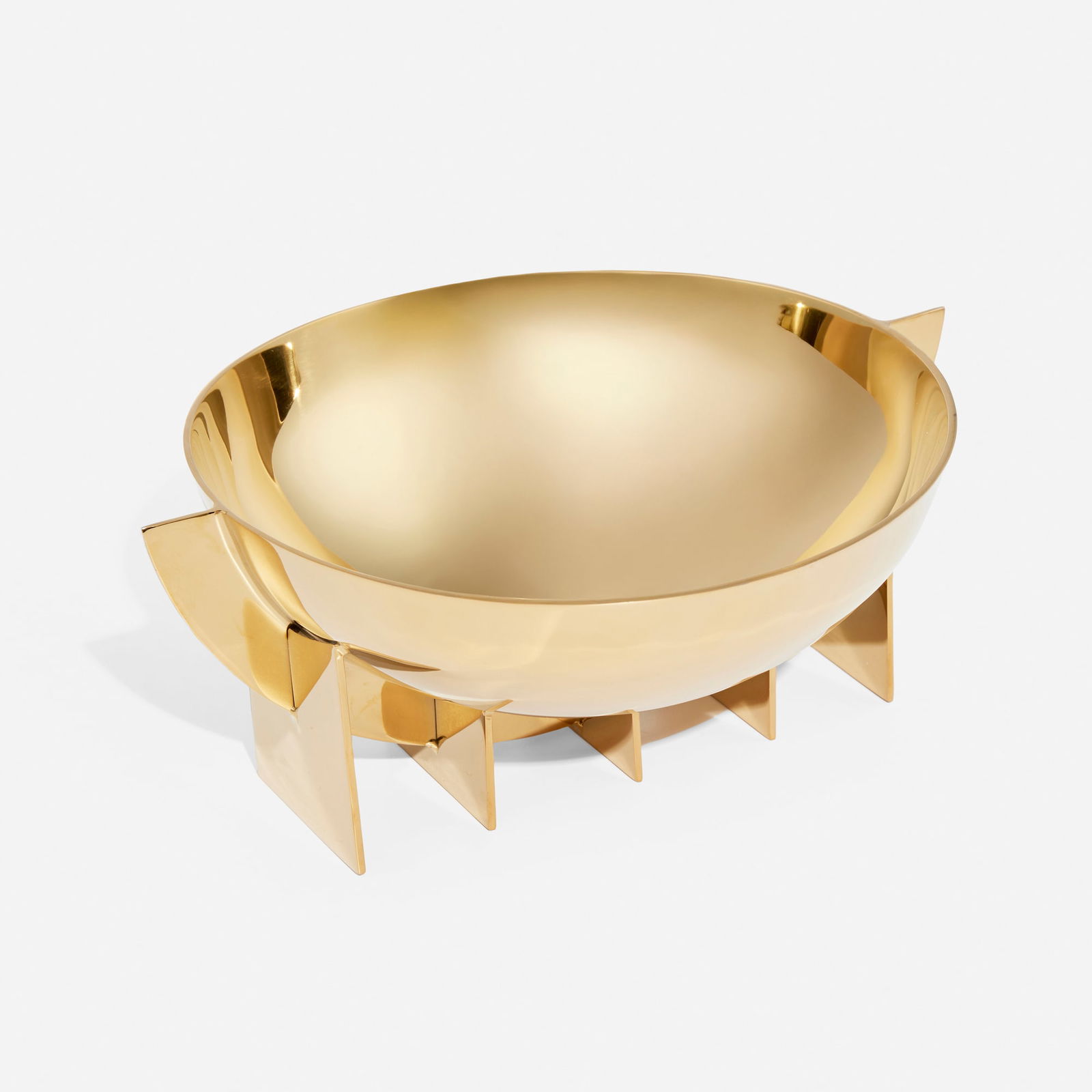 Eichholtz, Bismarck bowl: Eichholtz Bismarck bowl USA, new productionbrass-plated stainless steel 4.75 h x 12 w x 10.125 d in (12 x 30 x 26 cm) This work will ship from Los Angeles, California.