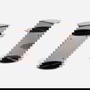 Rodolfo Dordoni, Flirt occasional tables, pair: Rodolfo Dordoni Flirt occasional tables, pair MinottiItaly, 2020 / new productionvarnished stainless steel 20.5 h x 11.75 w x 15 d in (52 x 30 x 38 cm) Decal manufacturer's label to unde