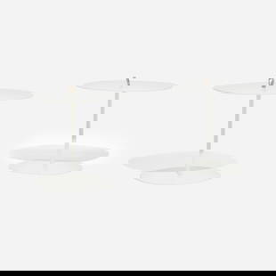Victor Carrasco, Strap occasional tables, pair: Victor Carrasco Strap occasional tables, pair Paola LentiSpain / Italy, 2013 / new productionrope cord, matte-lacquered aluminum 16 h x 17 dia in (41 x 43 cm) Metal manufacturer's label