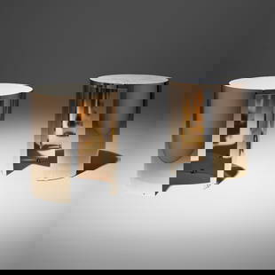 Longhi, Sun occasional tables, pair: Longhi Sun occasional tables, pair Italy, new productionbronze, glass, marble 20 h x 16.5 dia in (51 x 42 cm) Impressed manufacturer's mark to lower edge 'Longhi Milano Italia'.