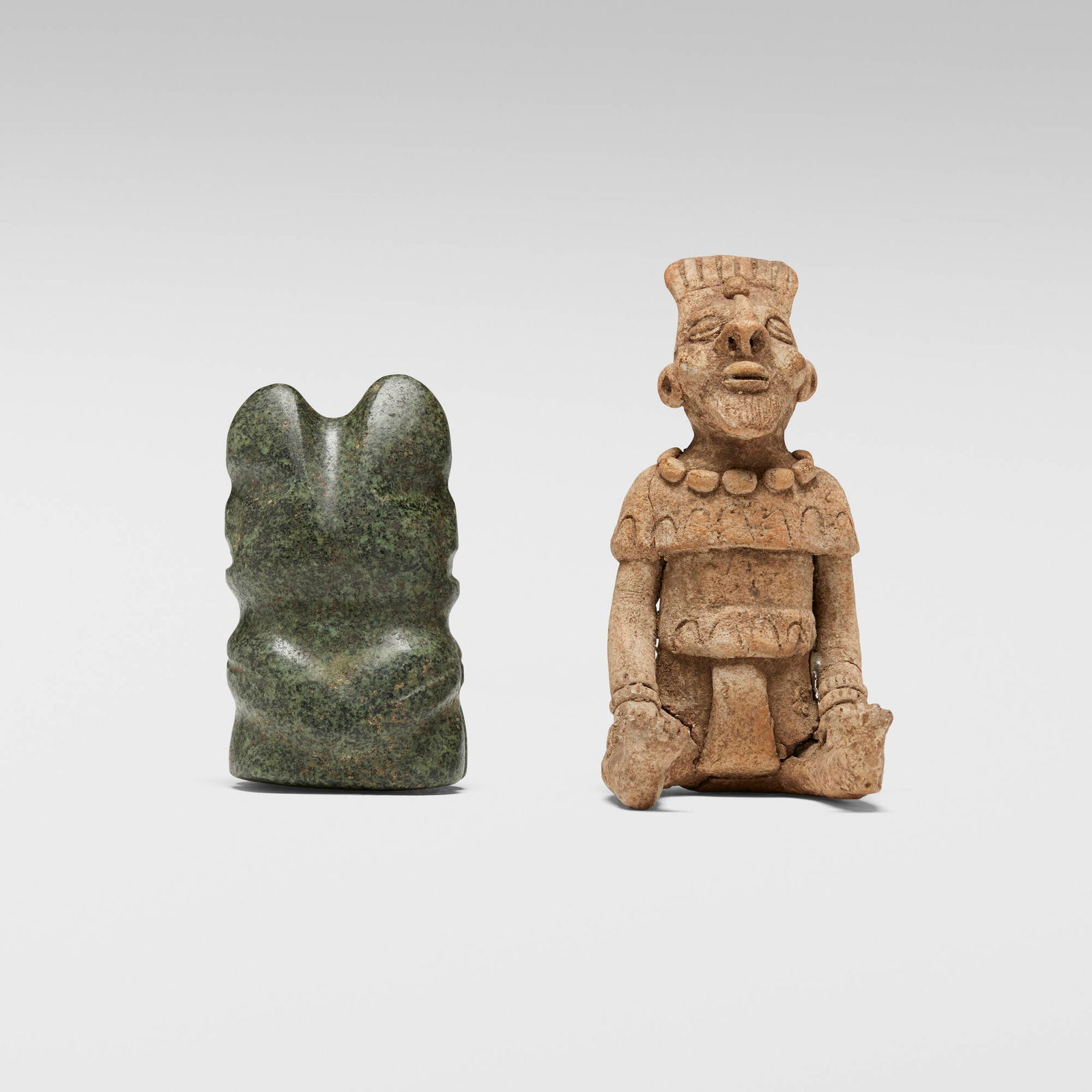 Mezcala, Janus-headed figure and seated figure (1 of 3)
