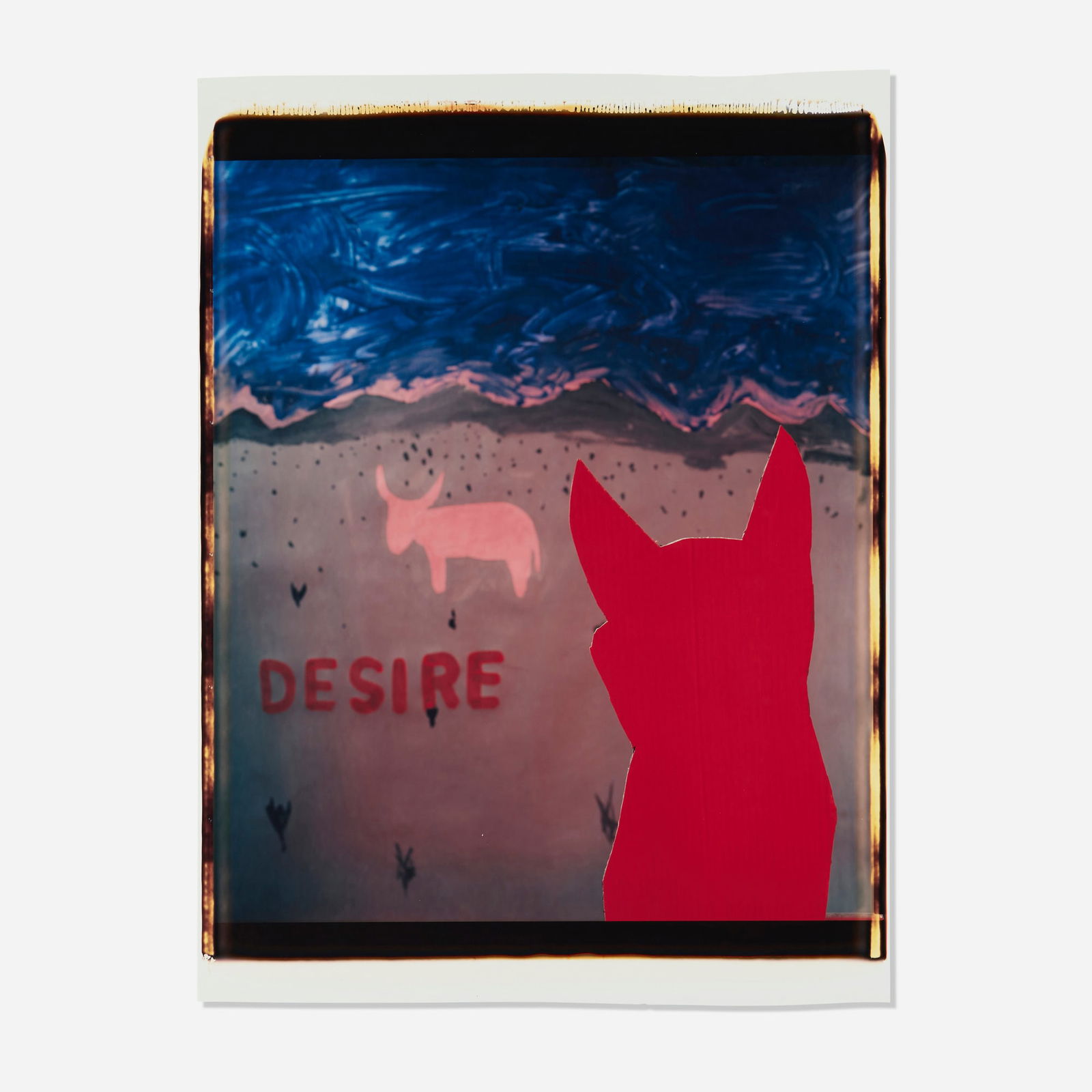 John Divola, Red Dog- Desire: John Divola Red Dog- Desire 1986unique large-format Polaroid Polacolor print image: 24 h x 20 w in (61 x 51 cm) sheet: 29.5 h x 22 w in (75 x 56 cm) Signed and dated to verso 'John Divola,
