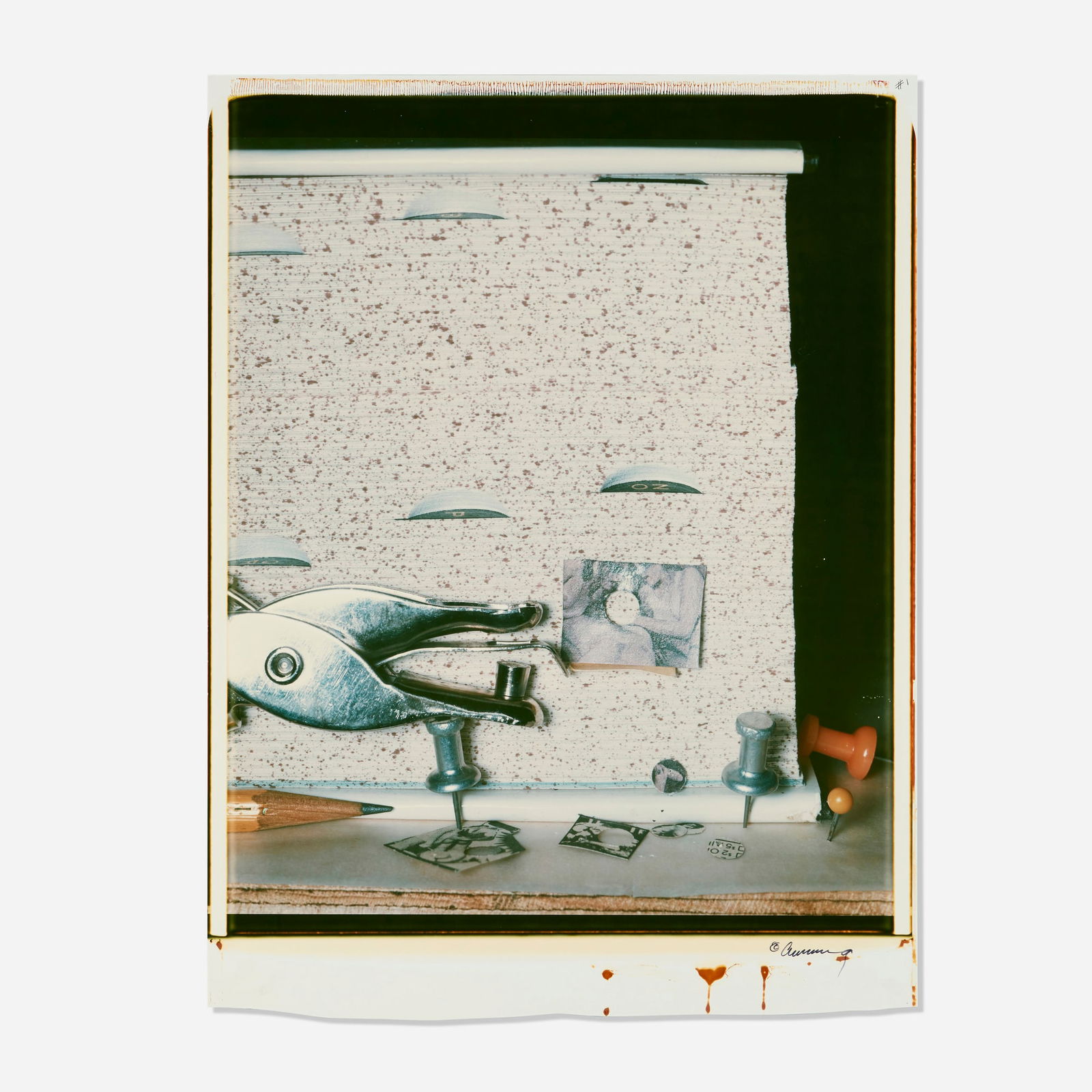 Robert Cumming, Untitled: Robert Cumming Untitled unique large-format Polaroid Polacolor print image: 24 h x 20 w in (61 x 51 cm) sheet: 29 h x 22 w in (74 x 56 cm) Signed to lower right '? Cumming'. Numbered to upper rig