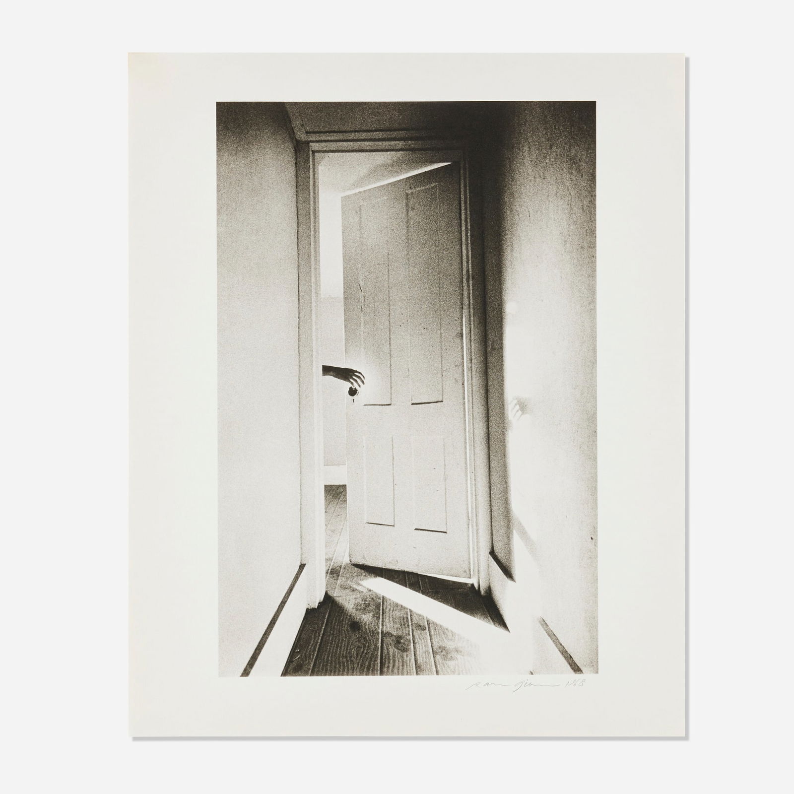 Ralph Gibson, Untitled (Hand Through Doorway) (from the Somnambulist portfolio): Ralph Gibson Untitled (Hand Through Doorway) (from the Somnambulist portfolio) 1968 / printed 1991platinum palladium print image: 13.5 h x 8.875 w in (34 x 23 cm) sheet: 16 h x 13 w in (41 x 33 cm
