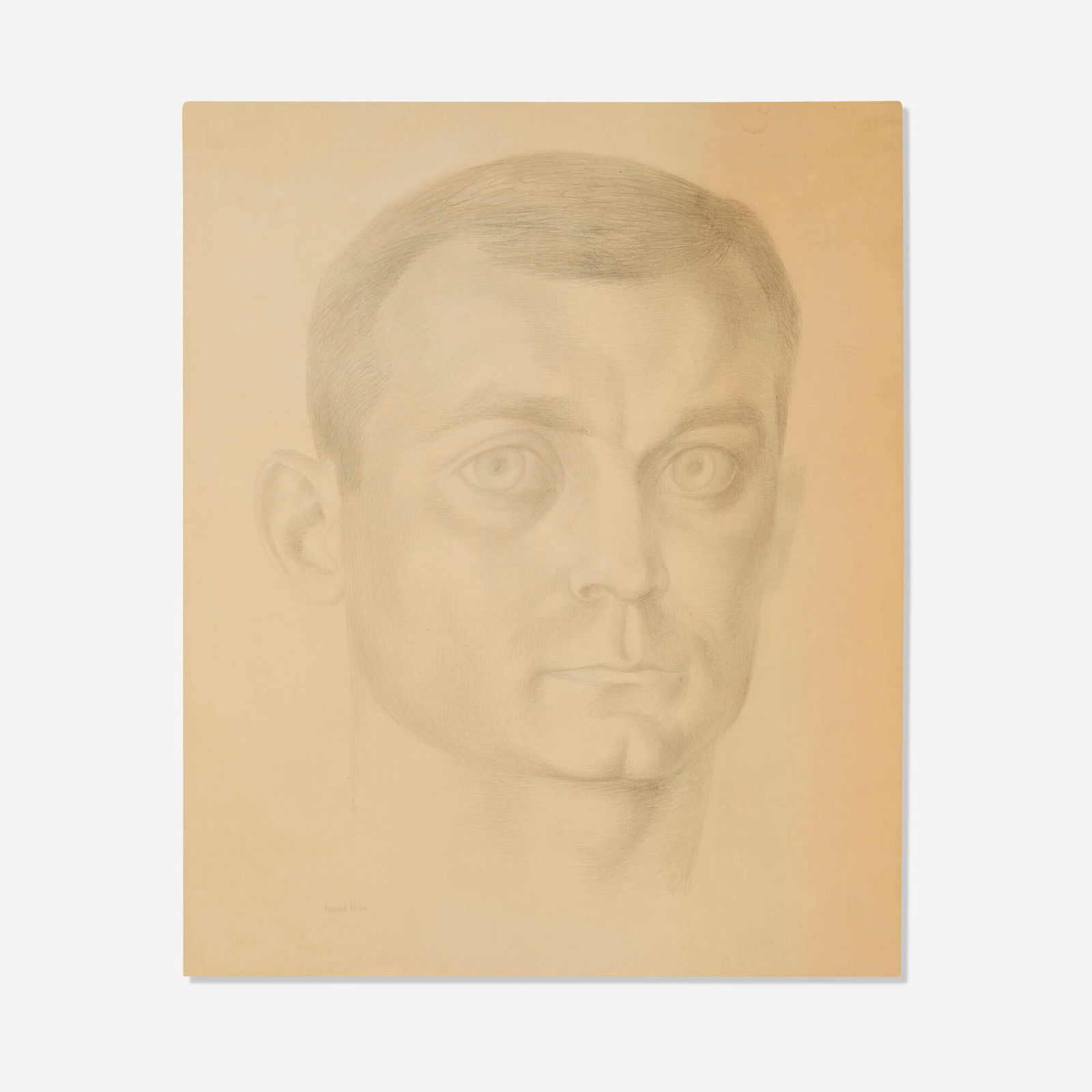 Bernard Perlin, Portrait of a Man: Bernard Perlin Portrait of a Man c. 1950graphite on paper sight: 33.24 h x 27.5 w in (84 x 70 cm) Signed to lower left 'Bernard Perlin'. Provenance: Catherine Viviano G