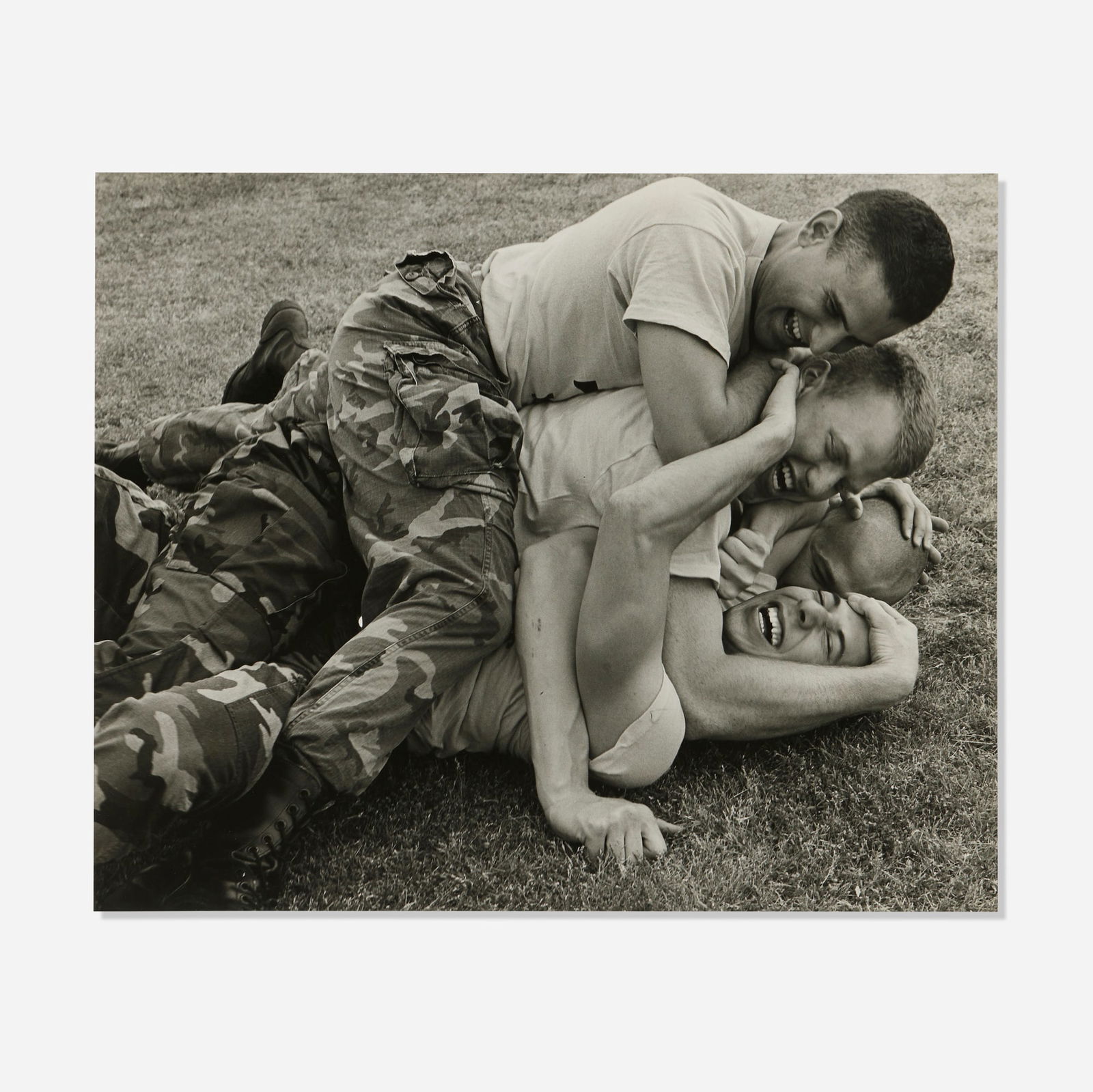 Bruce Weber, Sgts. Colin Craig, Chip Pock, David Sanka, Stuart Lewis, Texas A+M Intermurals: Bruce Weber Sgts. Colin Craig, Chip Pock, David Sanka, Stuart Lewis, Texas A+M Intermurals 1984gelatin silver print image: 13.5 h x 16.5 w in (34 x 42 cm) sheet: 13.75 h x 16.75 w in (35 x 43 cm)<