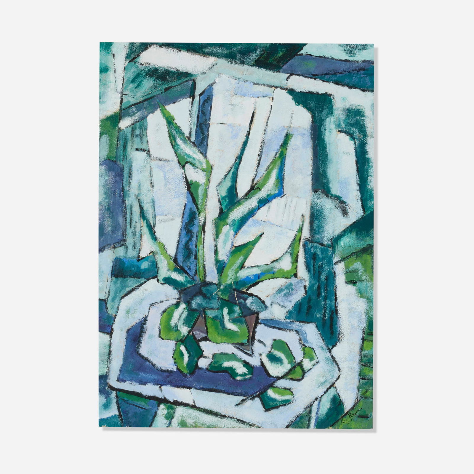 Karl Benjamin, Sansevieria Plant: Karl Benjamin Sansevieria Plant 1951pastel on paper 30 h x 22 w in (76 x 56 cm) The original owners of this work, Earl and Marilyn Owen, attended college with the artist. Signed and dat