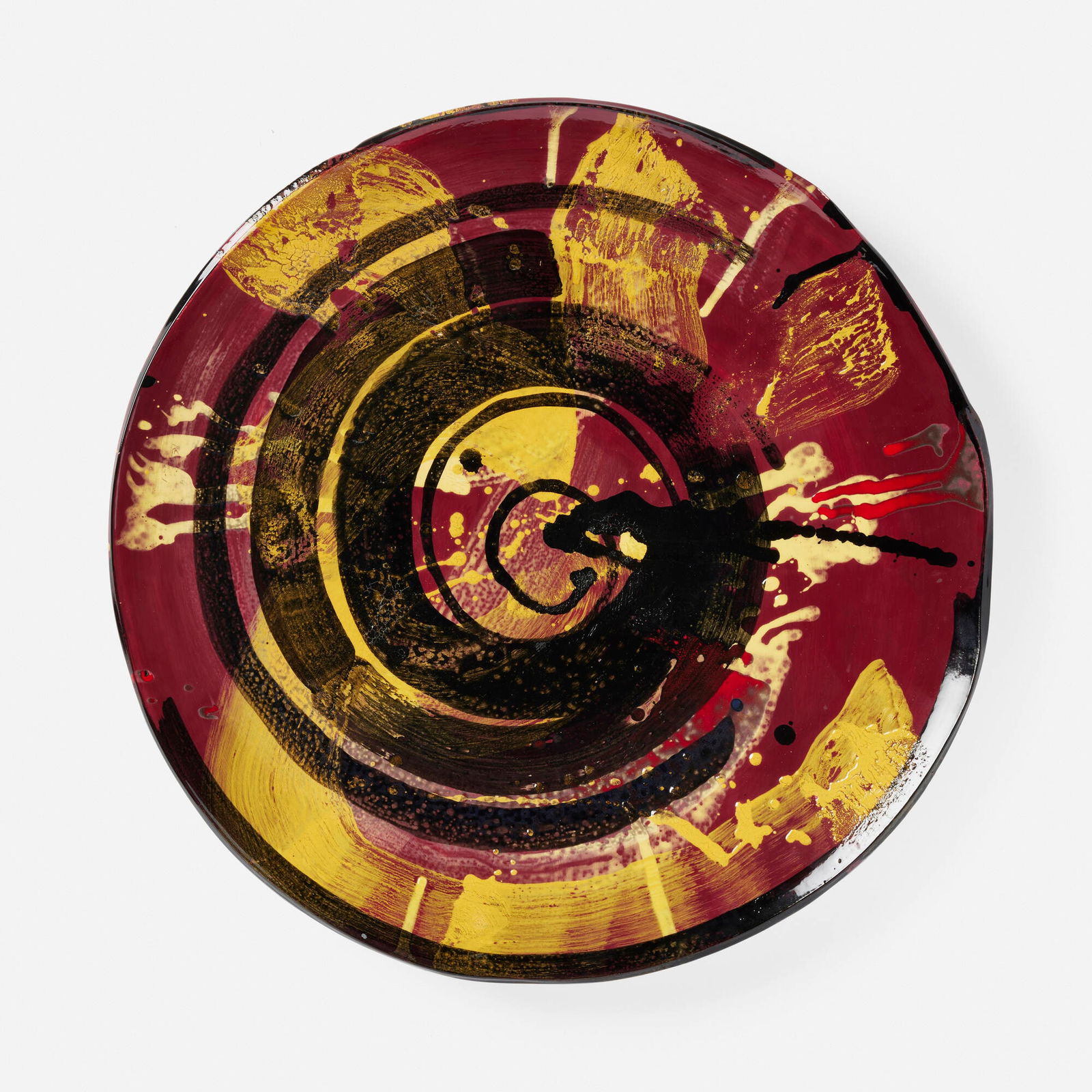 Ed Moses, Untitled (Plate): Ed Moses Untitled (Plate) 1992glazed stoneware 2.5 h x 22.5 dia in (6 x 57 cm) Signed and inscribed to underside 'Y Branco Berlant Studios'. Impressed inscription to underside 'Fred 92'.