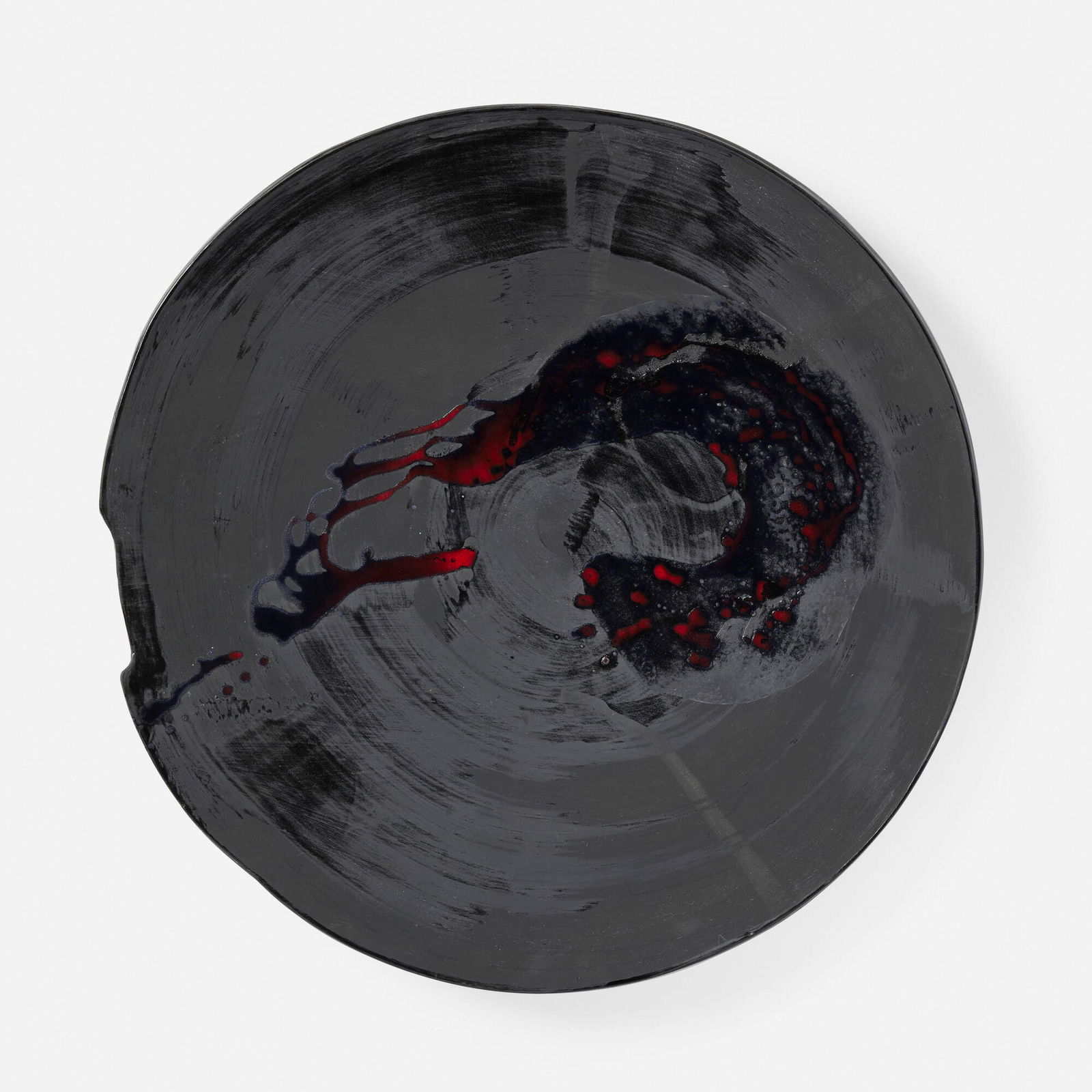 Ed Moses, Untitled (Plate): Ed Moses Untitled (Plate) 1994acrylic on stoneware 2.5 h x 21.75 dia in (6 x 55 cm) Signed and dated to underside 'Y Branco 94'. This work will ship from Los Angeles, Calif