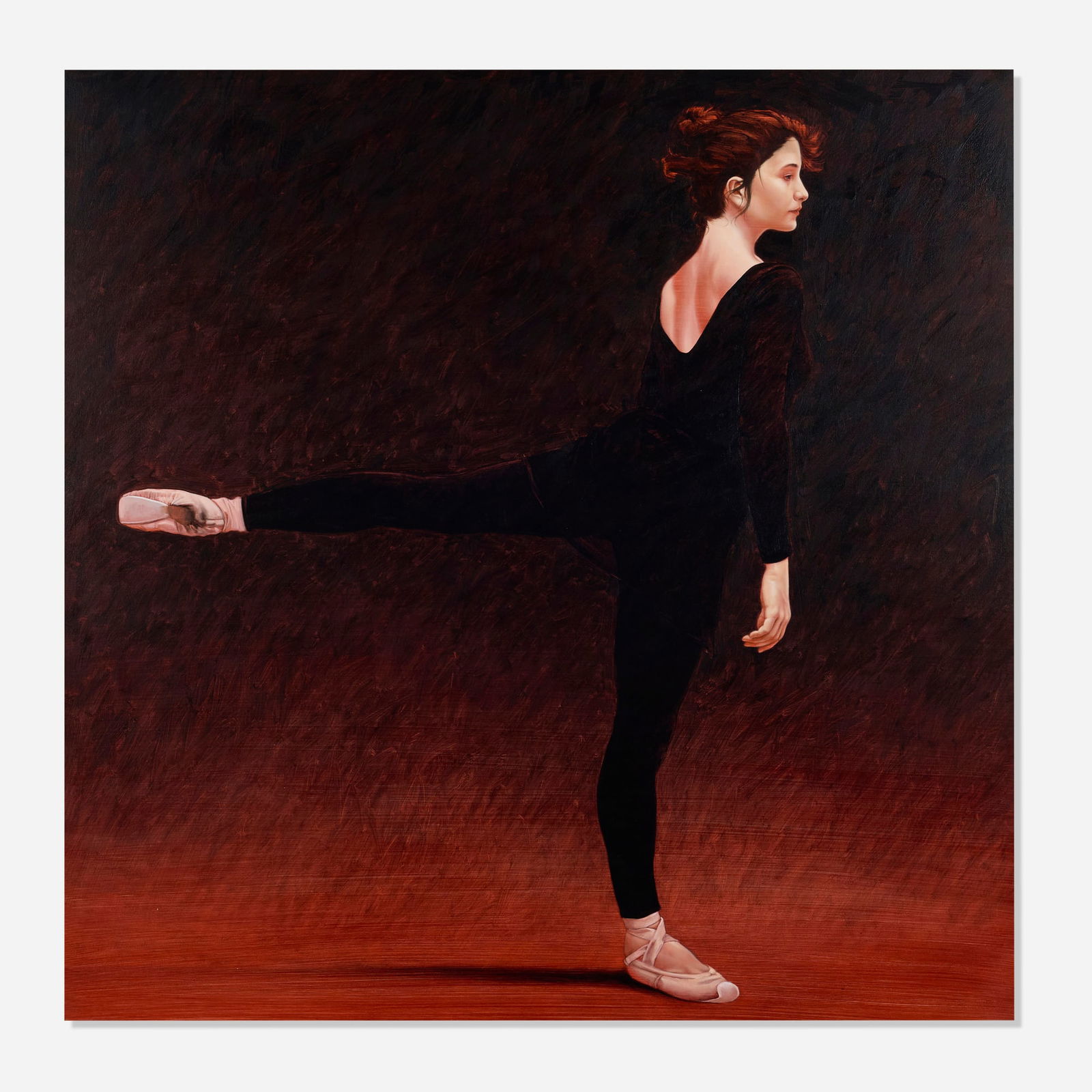 John Nava, Dancer Stretching: John Nava Dancer Stretching 1992oil on canvas 48 h x 48 w in (122 x 122 cm) Signed and dated to verso 'John Nava 1992'. Provenance: Modernism Gallery, San Francisco | P