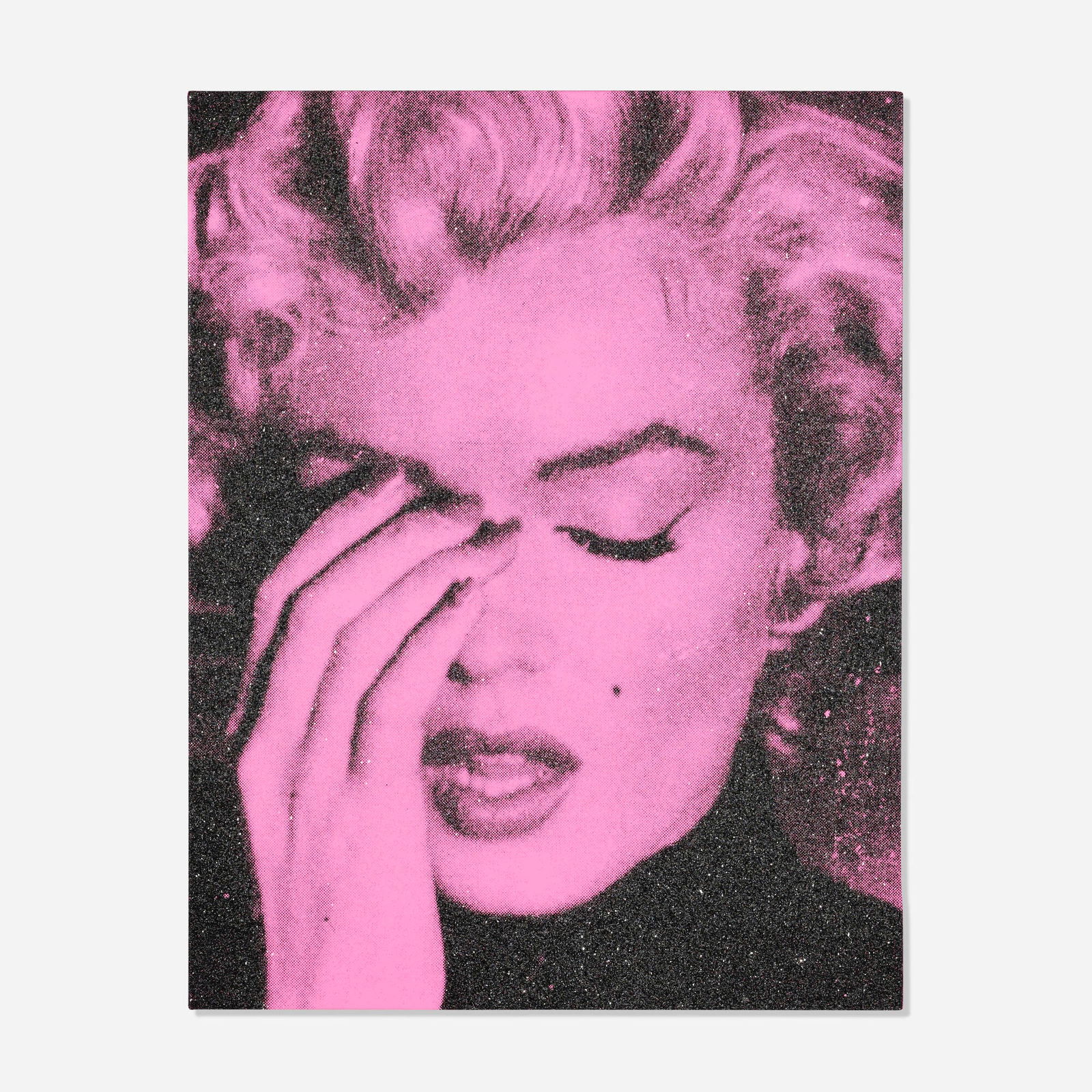 Russell Young, Marilyn Crying: Russell Young Marilyn Crying 2013acrylic and screenprint in colors on linen with diamond dust 35.74 h x 28 w in (91 x 71 cm) Signed, titled, dated and inscribed to verso 'Russell Young 2013 Ma