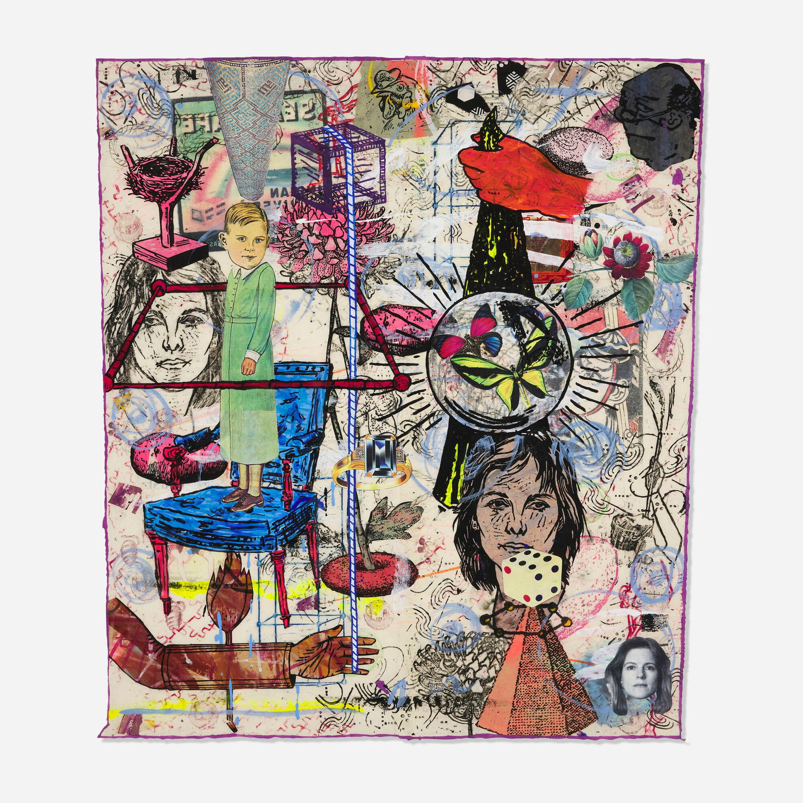 Jane Hammond, Untitled: Jane Hammond Untitled c. 2000mixed media on Japanese paper 38.5 h x 34.5 w in (98 x 88 cm) This work will ship from Chicago, Illinois.