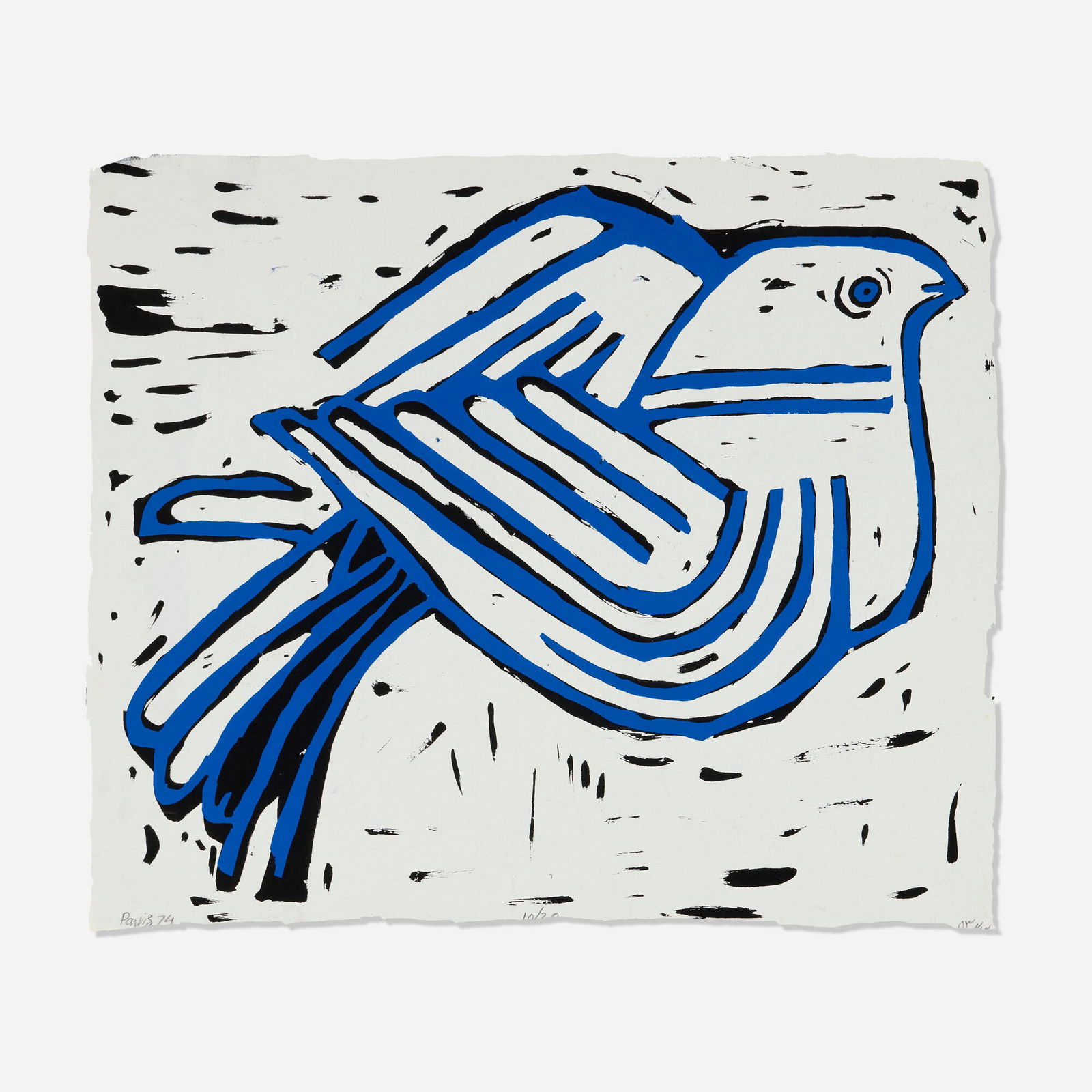 Parviz Tanavoli, Blue Bird: Parviz Tanavoli Blue Bird 1974screenprint in colors 21.75 h x 25.375 w in (55 x 64 cm) Signed, dated, numbered and inscribed to lower edge 'Parviz 74 10/20'. This work is number 10 from the ed