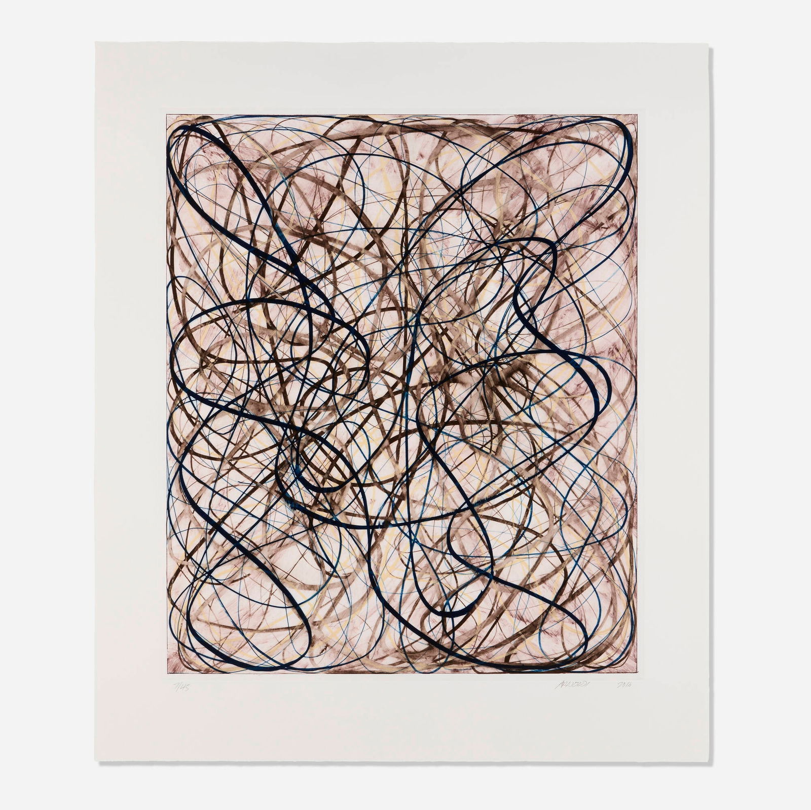 Charles Arnoldi, String Theory II: Charles Arnoldi String Theory II 2016polymer gravure with etching and photo-etching in colors on Somerset image: 32.125 h x 27.125 w in (82 x 69 cm) sheet: 40.375 h x 34.375 w in (103 x 87 cm)