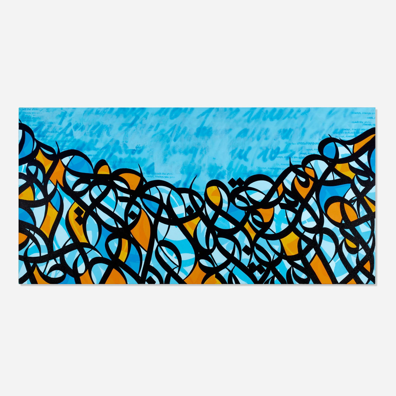 eL Seed, Always: eL Seed Always 2023oil on canvas 39.25 h x 78.5 w x 1.5 d in (100 x 199 x 4 cm) Signed and dated to verso 'eL Seed 2023'. Provenance: Subliminal Projects, Los Angeles |