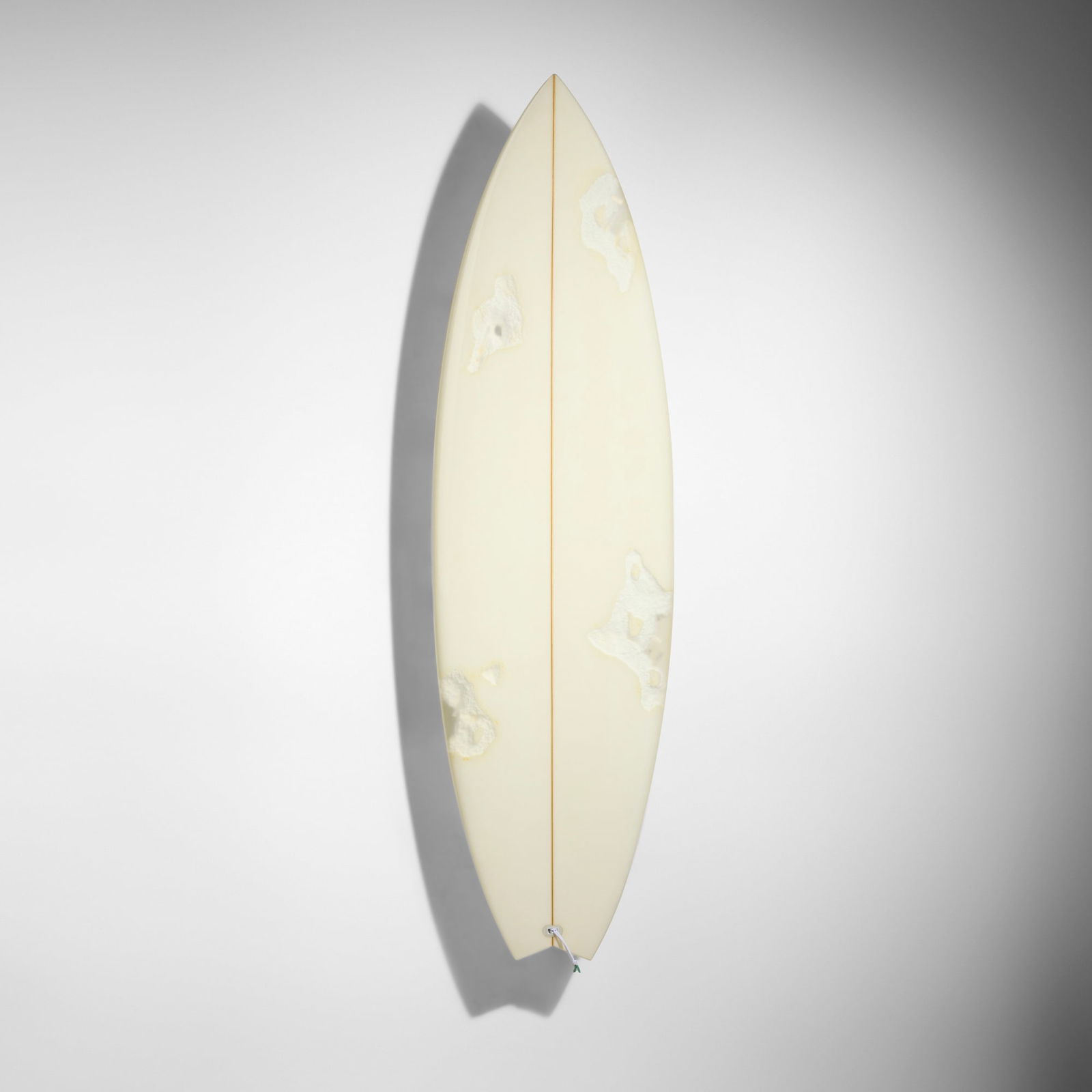 Daniel Arsham, Eroded Surfboard: Daniel Arsham Eroded Surfboard 2021resin, fiberglass, quartz crystals and selenite surfboard 70 h x 19 w x 9.75 d in (178 x 48 x 25 cm) Branded signature to verso and to each fin 'Arsham Studi