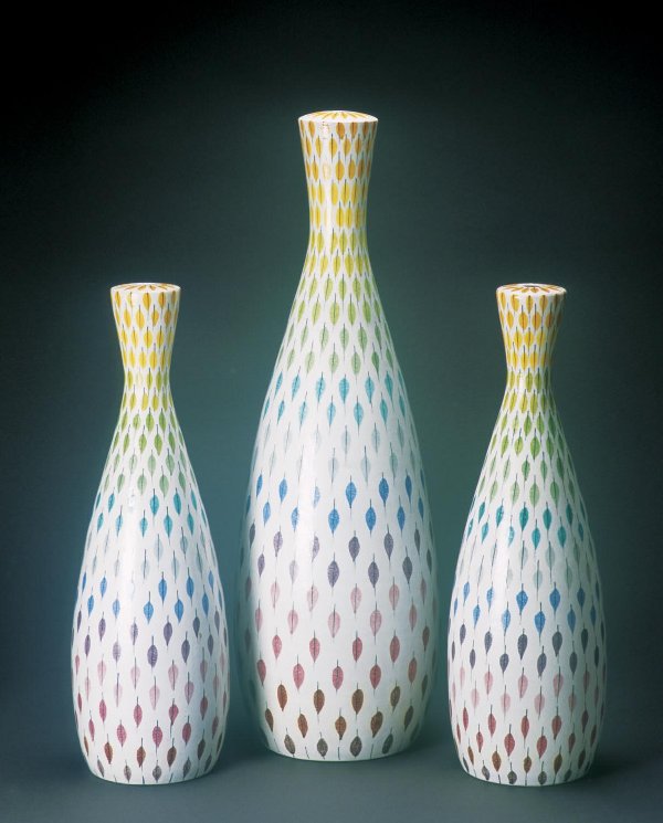 Stig Lindberg Attributed Ceramic Lamp Base: Stig Lindberg, Attributed Ceramic Lamp Bases (3) Probably for Raymor, designed circa 1954 Marked "Italy B144" One 24"h, two are 18"h