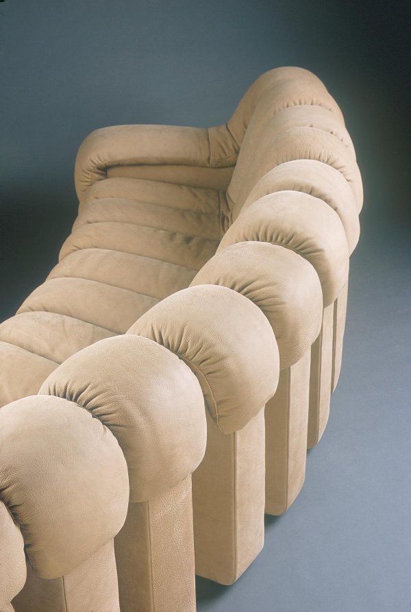 Ueli Berger "DS-600" Sofa De Sede: Ueli Berger "DS-600" Sofa De Sede, designed 1972 22-sections Tan Leather Each section is 11" wide at the top. The seat depth (not total depth) is 21". It is 29" high.
