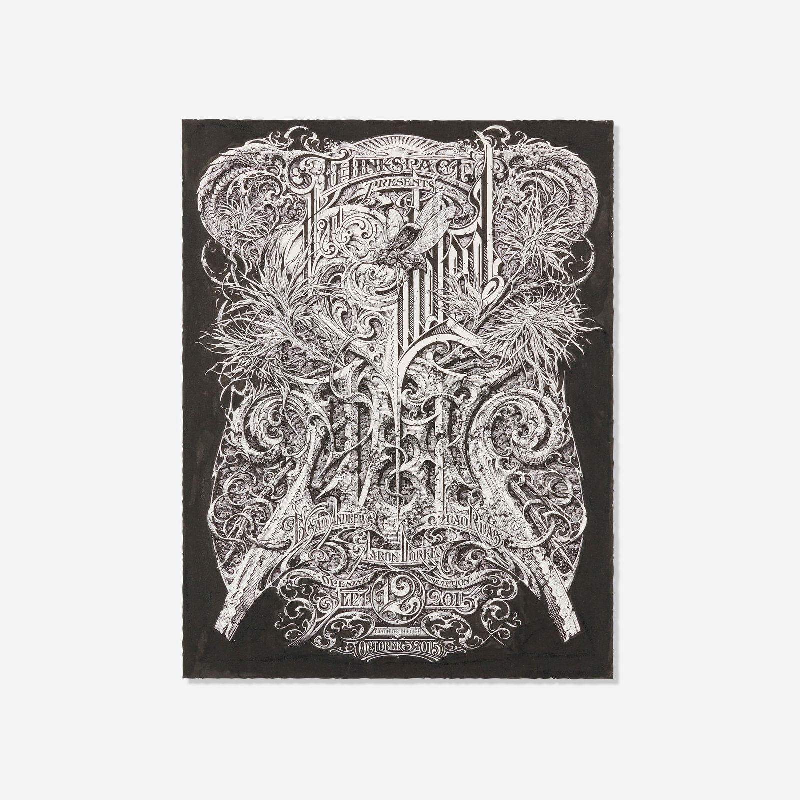 Aaron Horkey, Gilded Age: Aaron Horkey Gilded Age 2015ink on paper 14 h x 11 w in (36 x 28 cm) Dated to verso '070315' with artist's stamp. Provenance: Collection of Shawn and Andrew Hosner of T