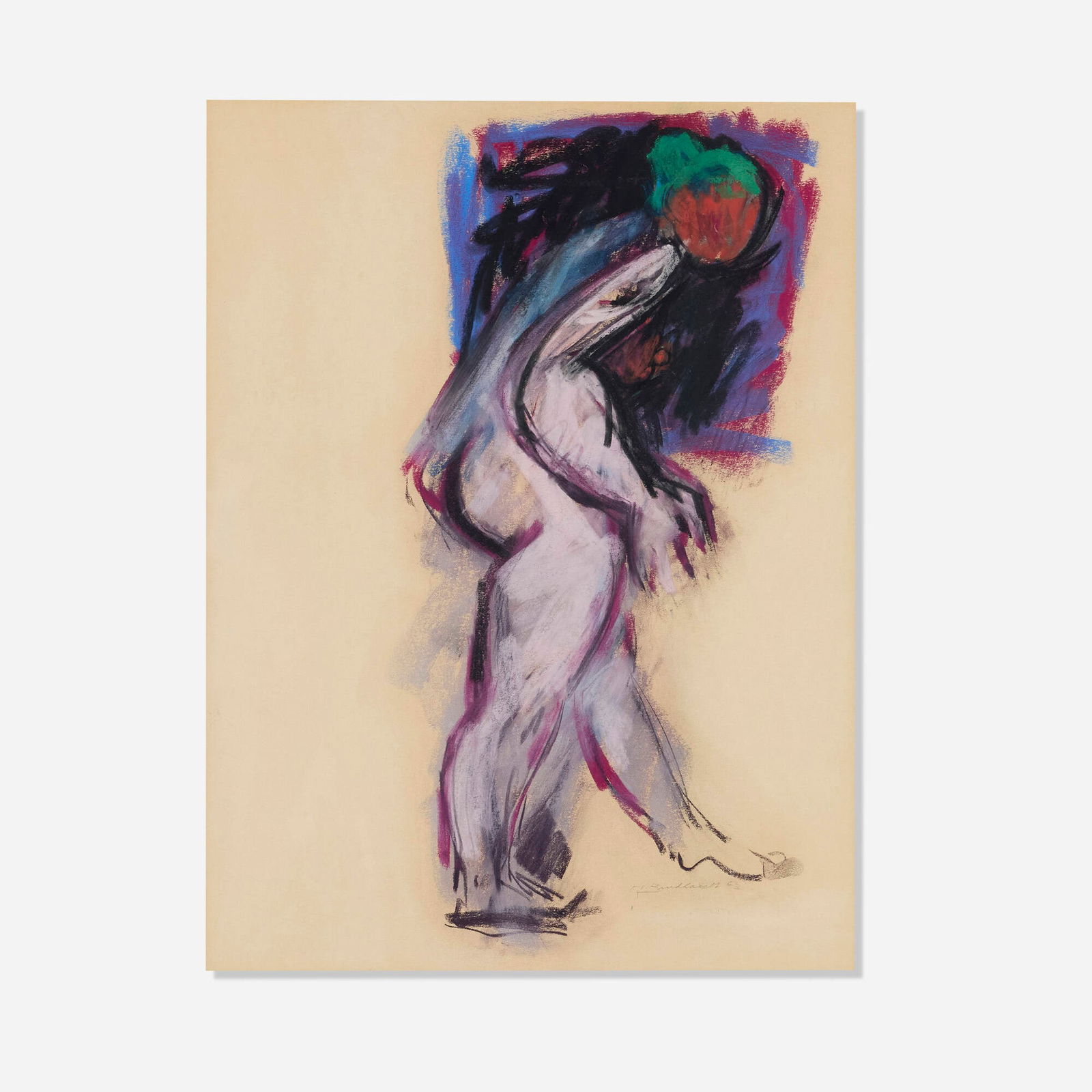 Hans Burkhardt, Untitled: Hans Burkhardt Untitled 1963pastel on paper sight: 23.7 h x 17.5 w in (60 x 44 cm) Signed and dated to lower right 'H. Burkhardt 63'. This work will ship from Los Angeles,