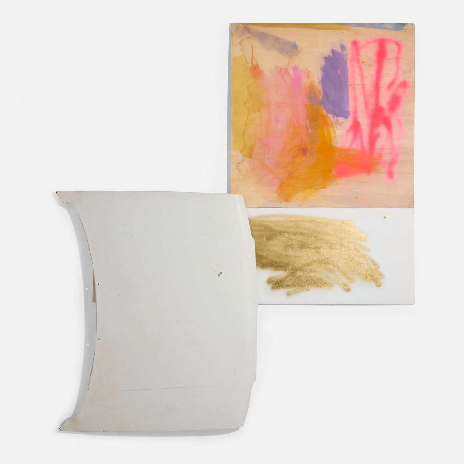 Sarah Braman, 7am: Sarah Braman 7am 2010acrylic and spray paint on plywood and car hood 88 h x 77 w x 3 d in (224 x 196 x 8 cm) Signed and dated to verso 'Sarah Braman 2010'. This work will s