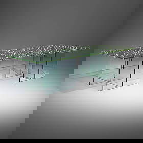 Ingo Maurer, LED dining table, set of two: Ingo Maurer LED dining table, set of two Germany, 2003laminated safety glass, LED lights overall: 29.5 h x 84.5 w x 60 d in (75 x 215 x 152 cm) each: 29.5 h x 42.25 w x 60 d in (75 x 107 x 152 cm)