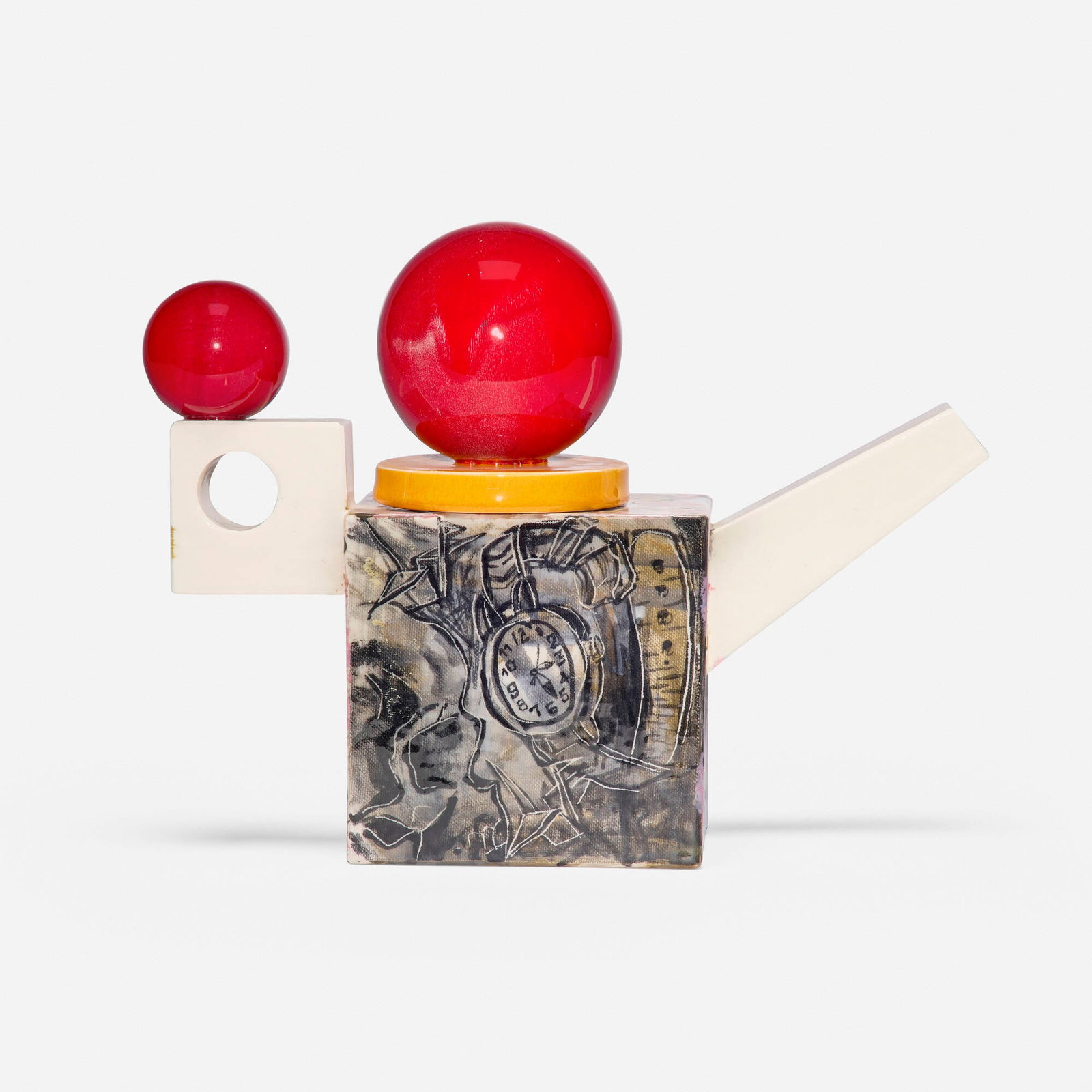 Peter Shire, Teapot: Peter Shire Teapot USA, 2003glazed earthenware 9 h x 11.5 w x 3.25 d in (23 x 29 x 8 cm) Signed and dated to underside 'EXP 2003 P.S.'. This work will ship from Los Angeles