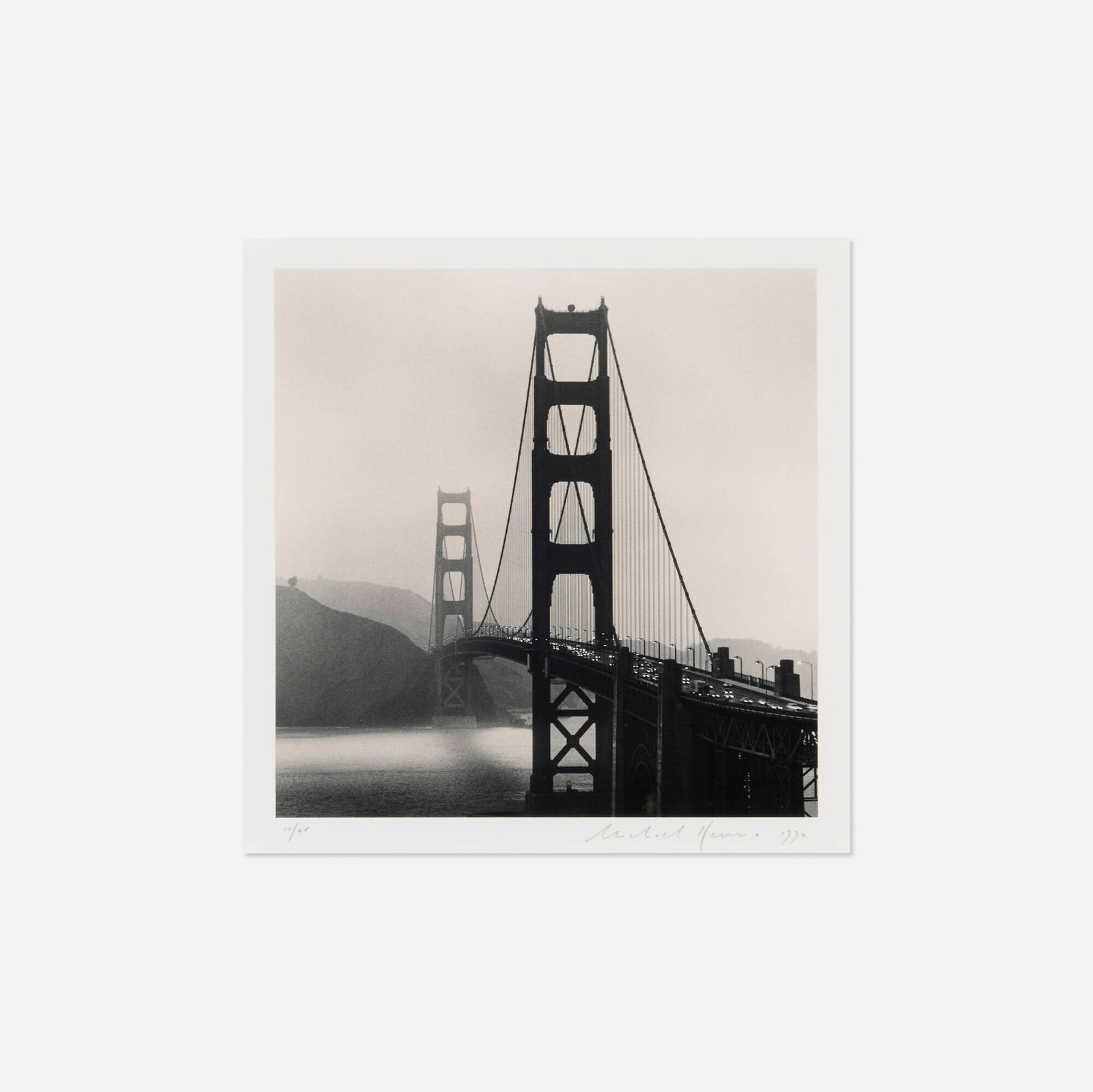 Michael Kenna, Golden Gate Bridge, Study 9, San Francisco: Michael Kenna Golden Gate Bridge, Study 9, San Francisco 1990 / printed 1998sepia-toned gelatin silver print image: 7.75 h x 7.625 w in (20 x 19 cm) mount: 17 h x 16 w in (43 x 41 cm) Signe