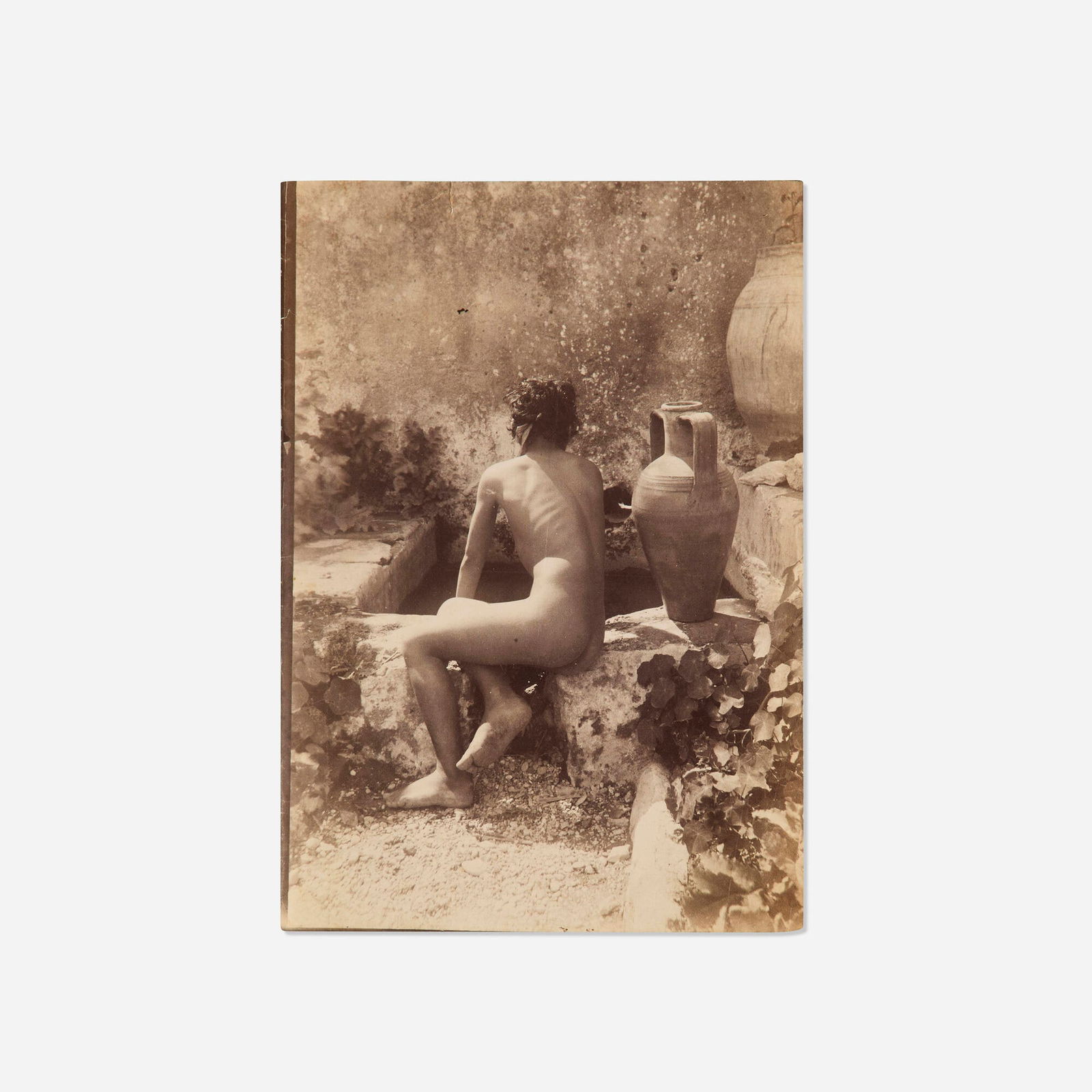 Wilhelm von Gloeden, Untitled: Wilhelm von Gloeden Untitled 1902vintage gold-toned albumen silver print 6.75 h x 4.75 w in (17 x 12 cm) Artist's stamp to verso 'W.V. Gloeden Kunstverl Deponirt 8 Jan 1902 Taormina Sicilia'.