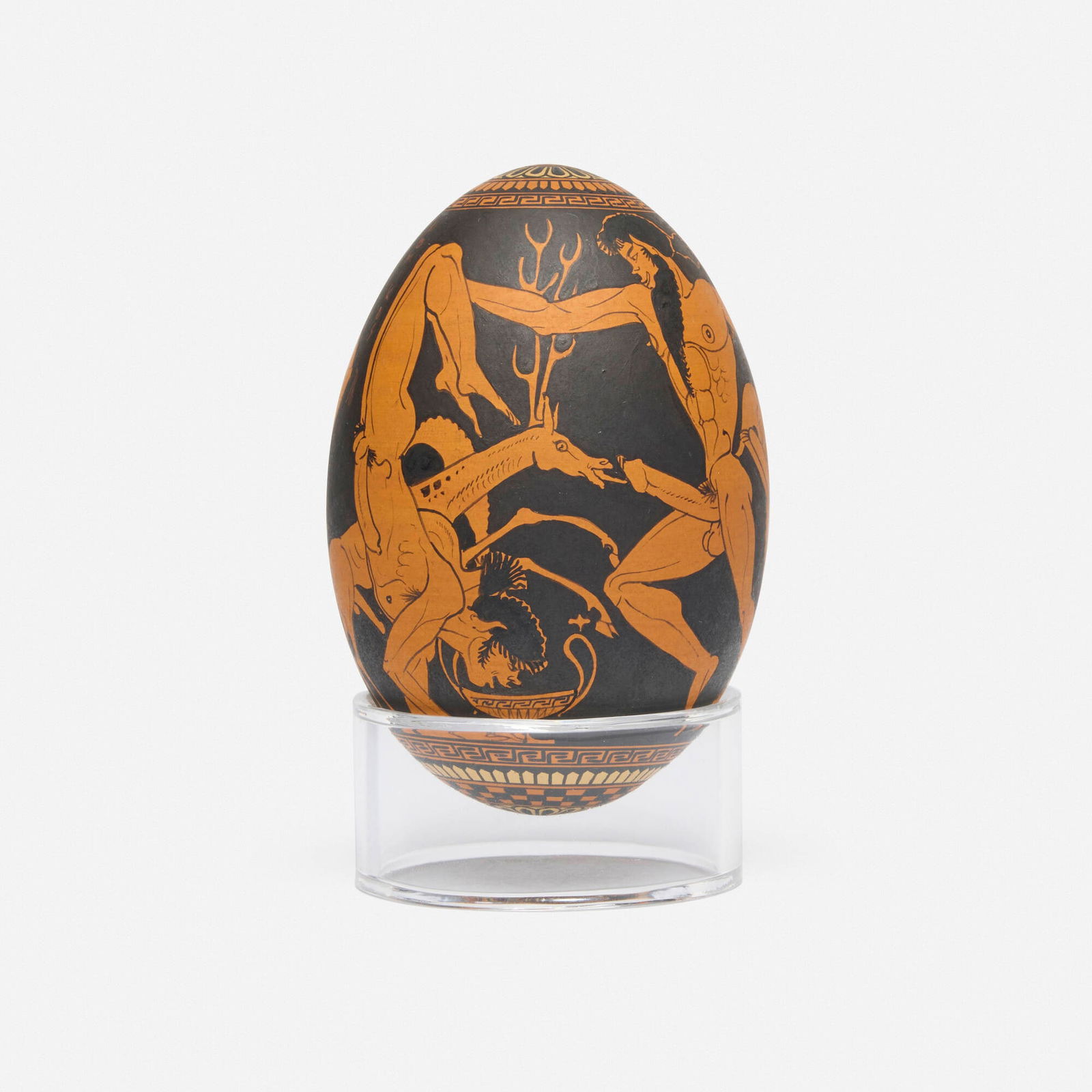 Yiannis Nomikos, Untitled: Yiannis Nomikos Untitled 1976tempera on duck egg 3.375 h x 2.25 dia in (9 x 6 cm) Signed and dated to side 'Nomikos 76'. Provenance: Leslie-Lohman Museum of Art Collect