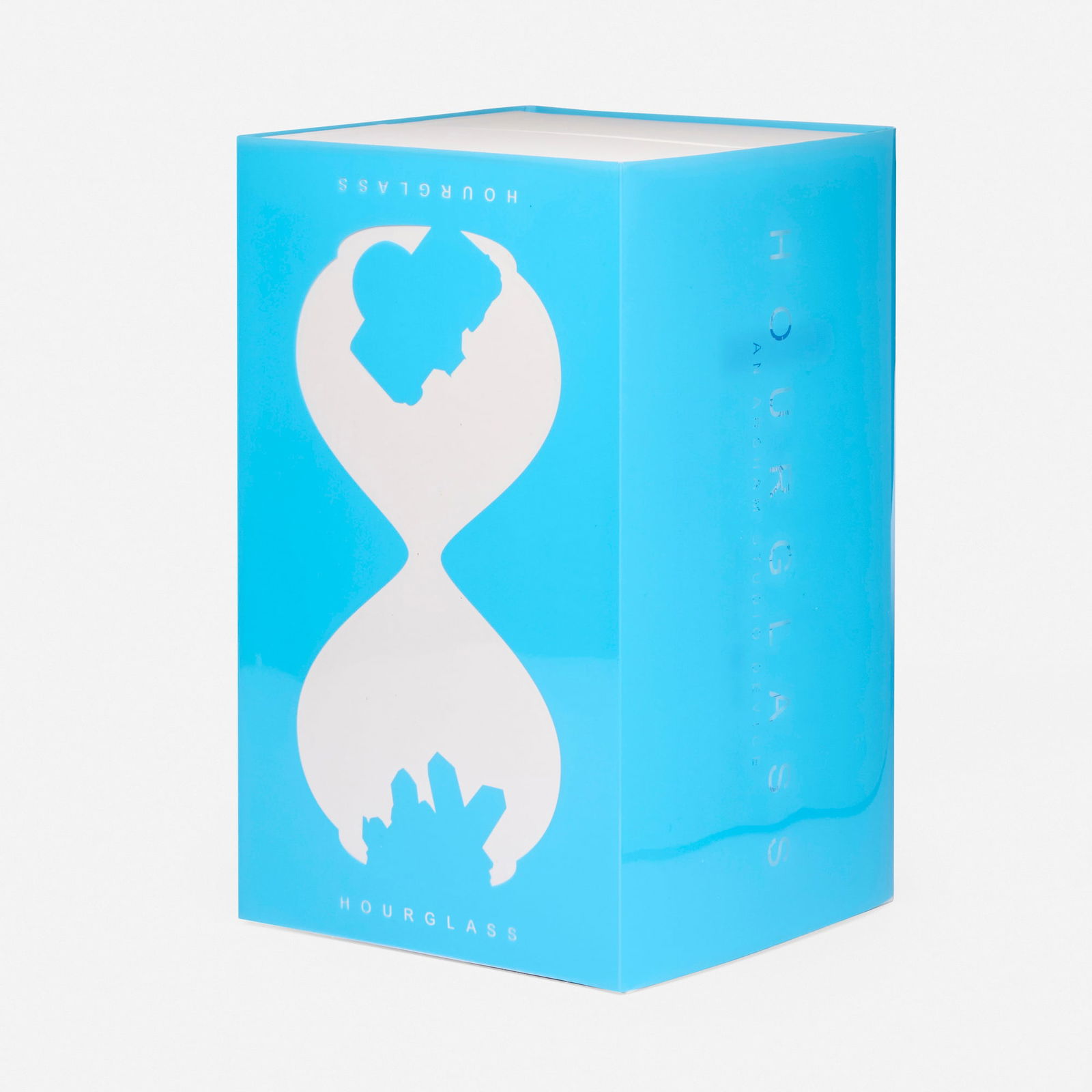 Daniel Arsham, Hourglass II (Blue): Daniel Arsham Hourglass II (Blue) 2018glass, sand, cast resin 9.625 h x 4.5 dia in (24 x 11 cm) Numbered to artist's label to packaging '315/500'. This work is number 315 from the edition of 5