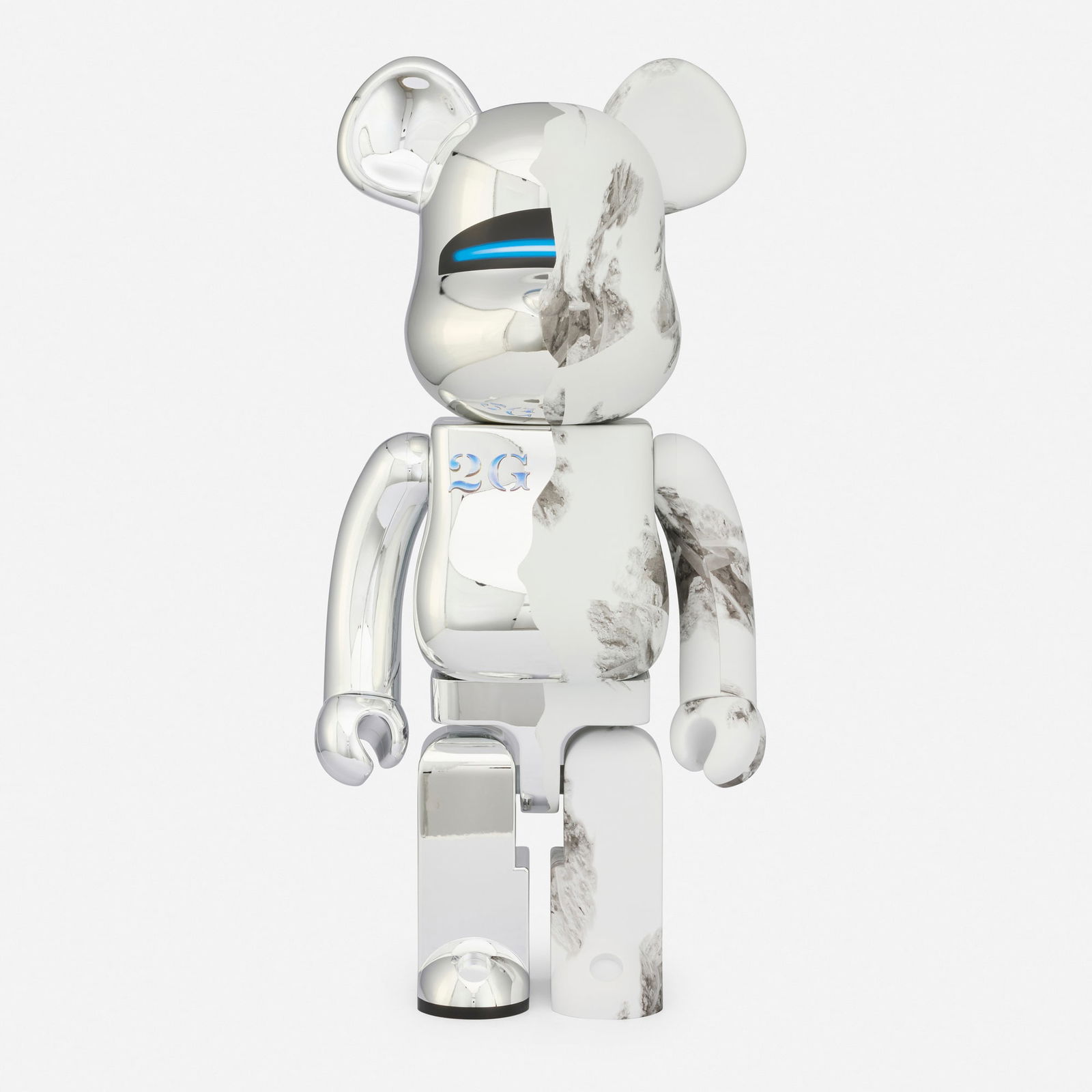 Daniel Arsham X Hajime Sorayama, Be@rbrick 1000% (Silver): Daniel Arsham X Hajime Sorayama Be@rbrick 1000% (Silver) 2019painted cast vinyl 17 h x 13 w x 9 d in (43 x 33 x 23 cm) Impressed title and manufacturer's mark to underside 'BE@RBRICK Medicom T