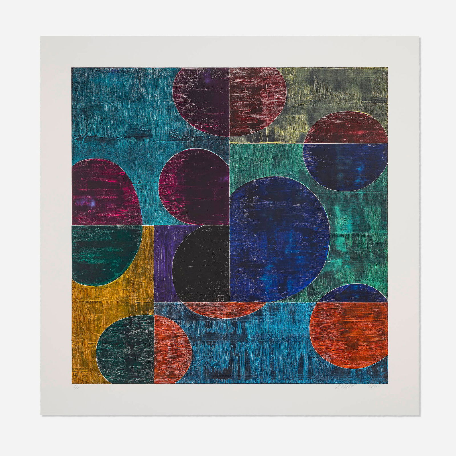 Charles Arnoldi, Untitled: Charles Arnoldi Untitled 2020monoprint in colors image: 39.25 h x 39.25 w in (100 x 100 cm) sheet: 47.25 h x 47.25 w in (120 x 120 cm) Signed, dated and numbered to lower edge '1/1 Arnoldi