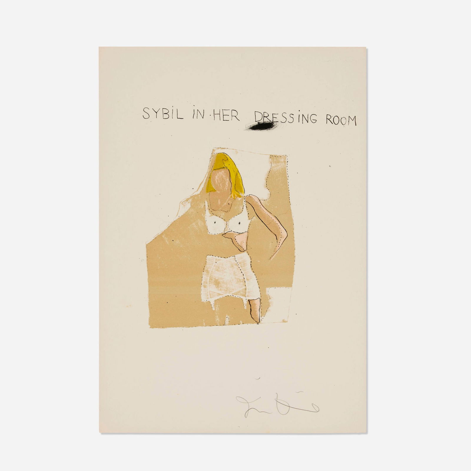 Jim Dine, Sybil Vane in Her Dressing Room (from The Picture of Dorian Gray series): Jim Dine Sybil Vane in Her Dressing Room (from The Picture of Dorian Gray series) 1968lithograph in colors on Arches image: 10.25 h x 9.75 w in (26 x 25 cm) sheet: 17.5 h x 12.125 w in (44 x 31 cm