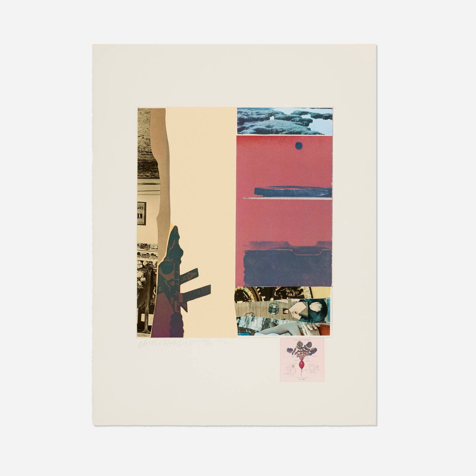 Robert Rauschenberg, Horsefeathers Thirteen XI: Robert Rauschenberg Horsefeathers Thirteen XI 1972offset lithograph in colors, screenprint, pochoir, embossing and collaged elements on Arches image: 21.375 h x 15.125 w in (54 x 38 cm) sheet: 29.