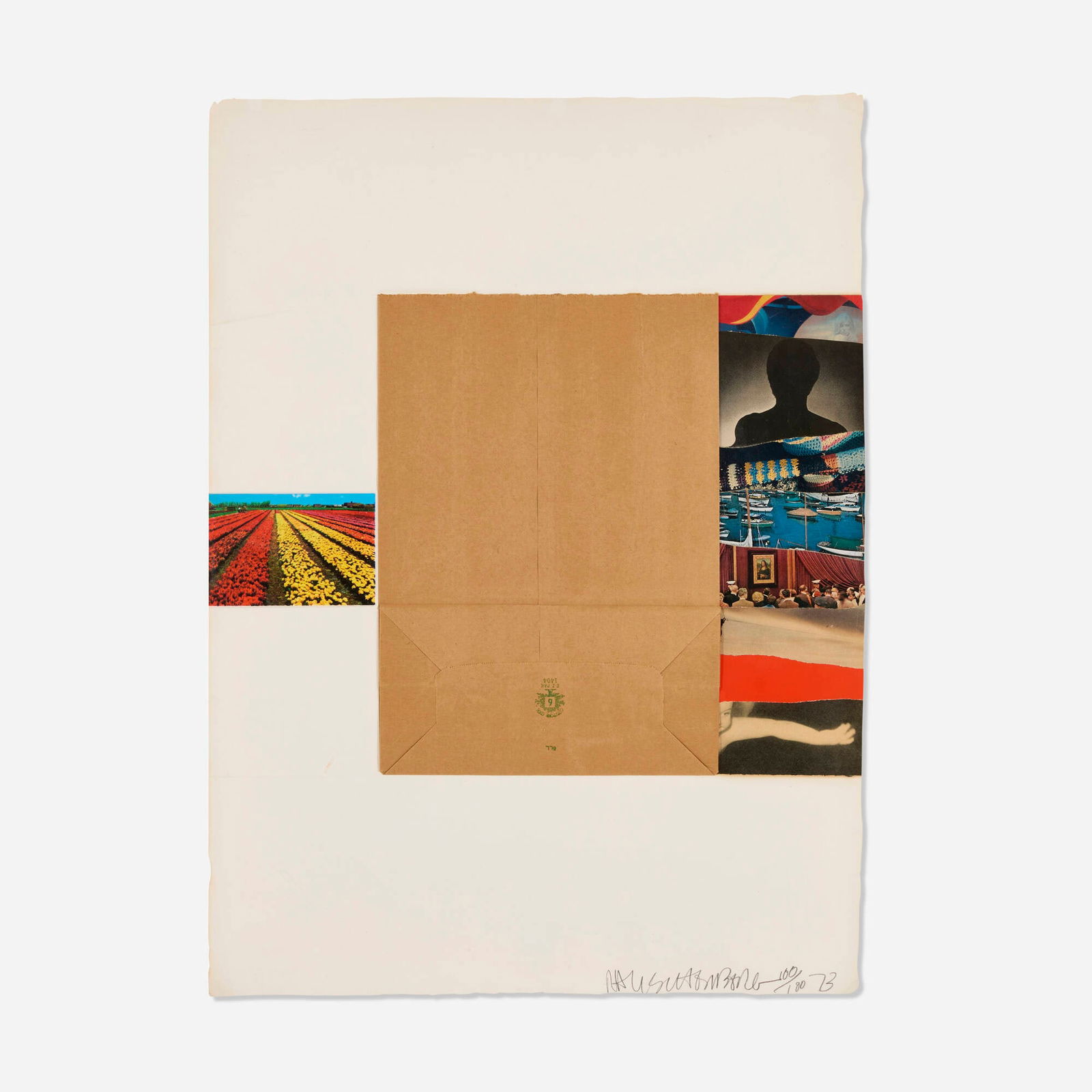 Robert Rauschenberg, Plot (from the Reality and Paradoxes portfolio): Robert Rauschenberg Plot (from the Reality and Paradoxes portfolio) 1973screenprint and offset lithograph in colors with collage on embossed paper image: 17 h x 23.25 w in (43 x 59 cm) sheet: 32 h