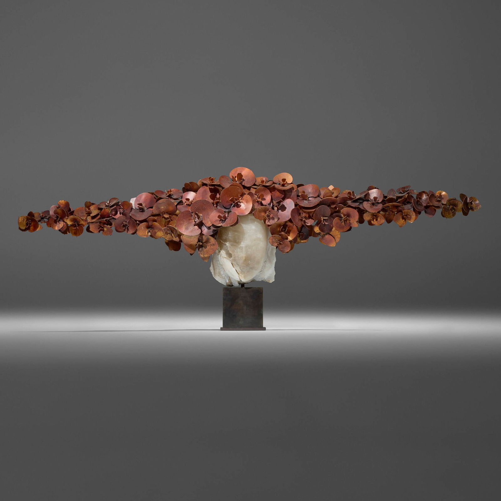 Manolo Valdes, Orchids III: Manolo Valdes Orchids III 2017alabaster, patinated aluminum 26 h x 72 w x 14 d in (66 x 183 x 36 cm) Artist's stamp and foundry mark to base 'M.V. Capa'. This work is unique. Sold with a digit