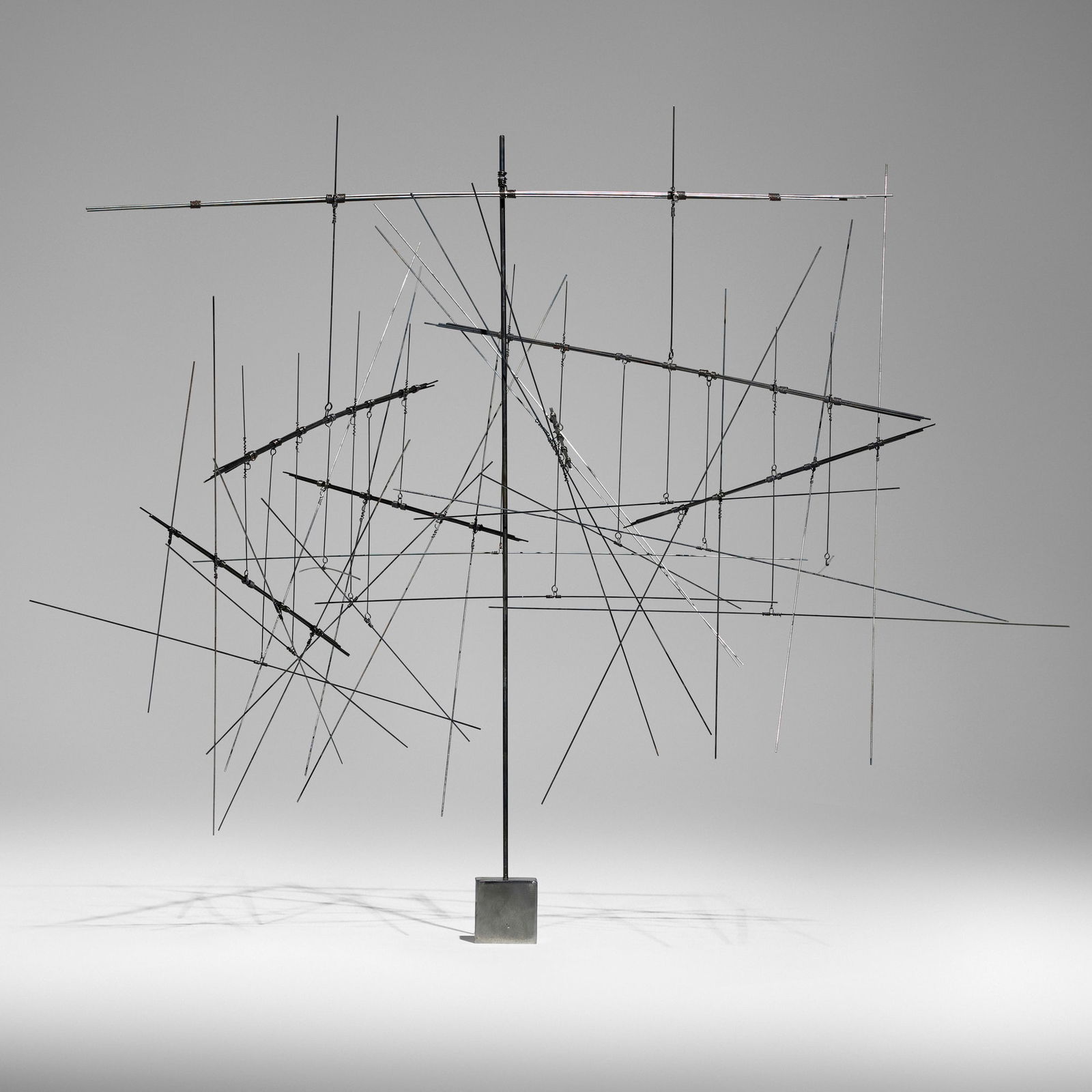 Knopp Ferro, Konstruktion 21:34: Knopp Ferro Konstruktion 21:34 2013stainless steel 34 h x 43.25 w x 37 d in (86 x 110 x 94 cm) Incised signature and date to base 'Knopp Ferro 2013'. Provenance: Collec