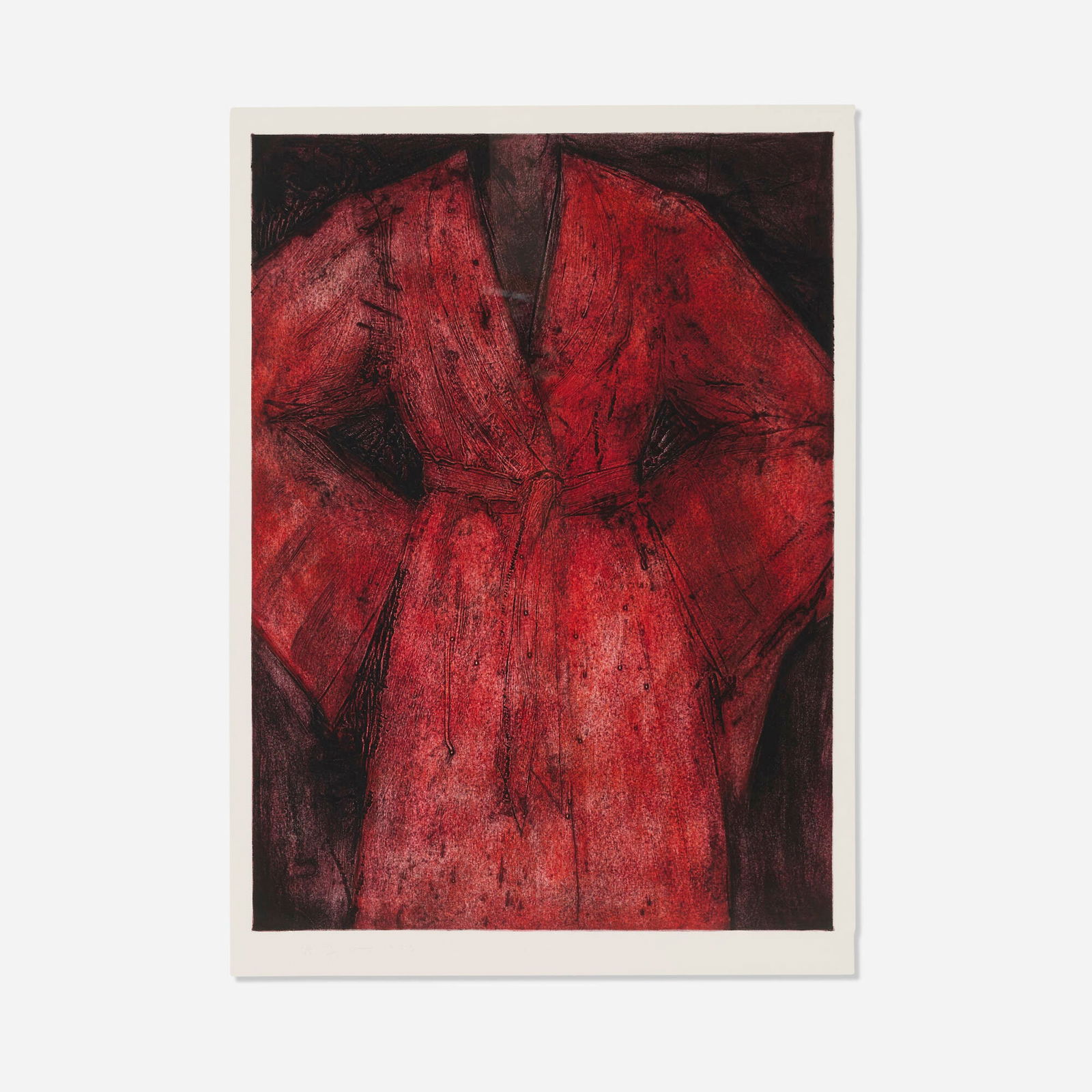 Jim Dine, Sitting with Me: Jim Dine Sitting with Me 1996 intaglio in colors image: 53 h x 38.75 w in (135 x 98 cm) sheet: 58.5 h x 42 w in (149 x 107 cm) Signed, dated and numbered to lower edge '16/30 Jim Dine 1996'. This