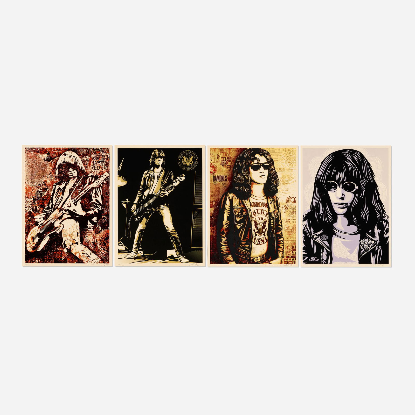 Shepard Fairey, Joey (Pink); Johnny (Red); Tommy (Red) and Dee Dee (four works) (1 of 2)