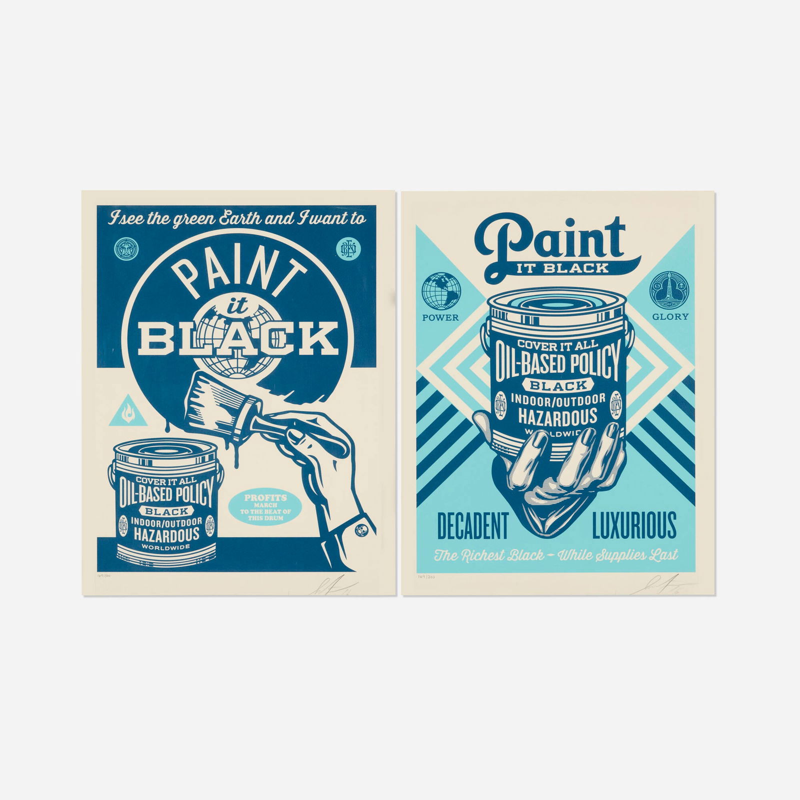 Shepard Fairey, Two works from the Paint It Black series (1 of 3)