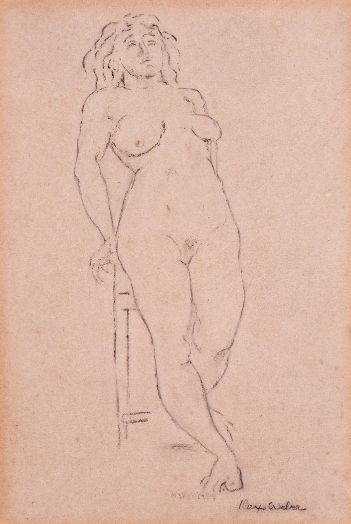 Max Weber, Pair of sketches (2): Max Weber Pair of sketches (2) c. 1940s Graphite on paper A: Signed lower right; retains Feingarten Galleries label verso; B: Signed lower center with inscription "L'Homme est..." A: Sheet: 11.5" x 14