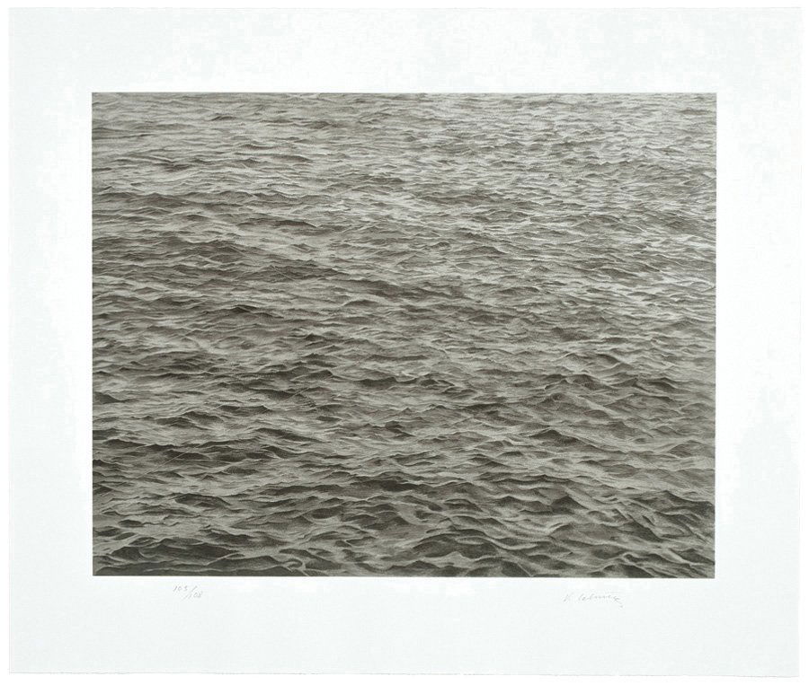 Vija Celmins, Untitled (Ocean with Cross #1): Vija Celmins Untitled (Ocean with Cross #1) 2005 Screenprint on Rives textured rag paper #105 of 108 Published by the Lincoln Center/List Print and Poster Program, New York; printed by Brand X Edition