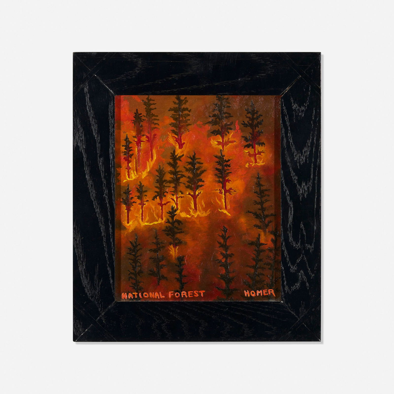 Jessie Homer French, National Forest: Jessie Homer French National Forest 2000 oil on canvas in artist's frame 13 h x 11 w in (33 x 28 cm) Signed and titled to lower edge 'National Forest Homer'. Dated to verso 'May 2000'. 