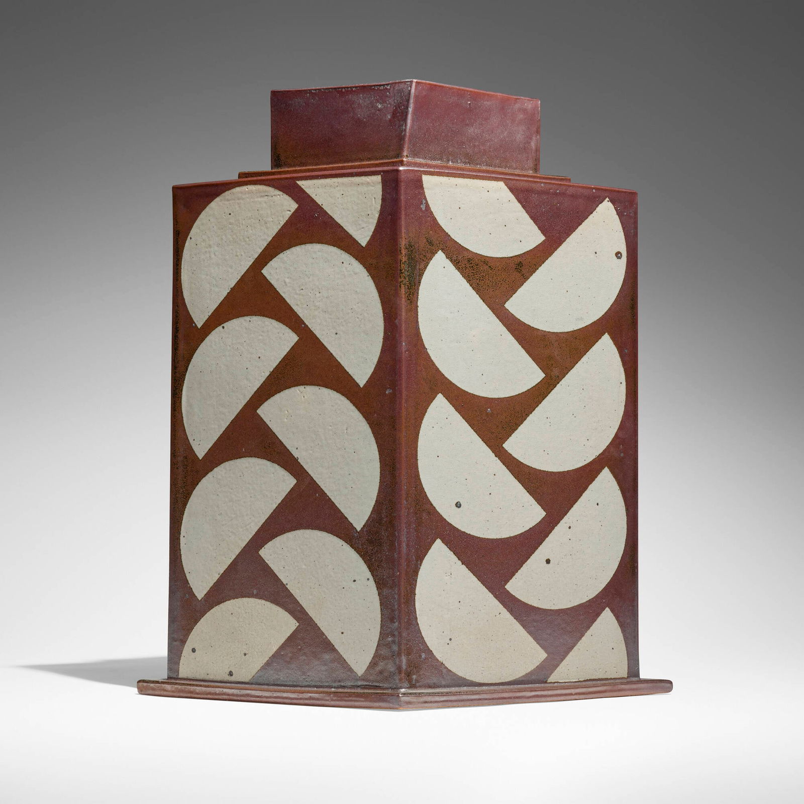 John Mason, Orange Vessel: John Mason Orange Vessel 1986 glazed stoneware 25.75 h x 21.5 w x 11 d in (65 x 55 x 28 cm) Incised signature and date to lower edge 'Mason 1-86 ?'. Provenance: Collection of the artist | Thence