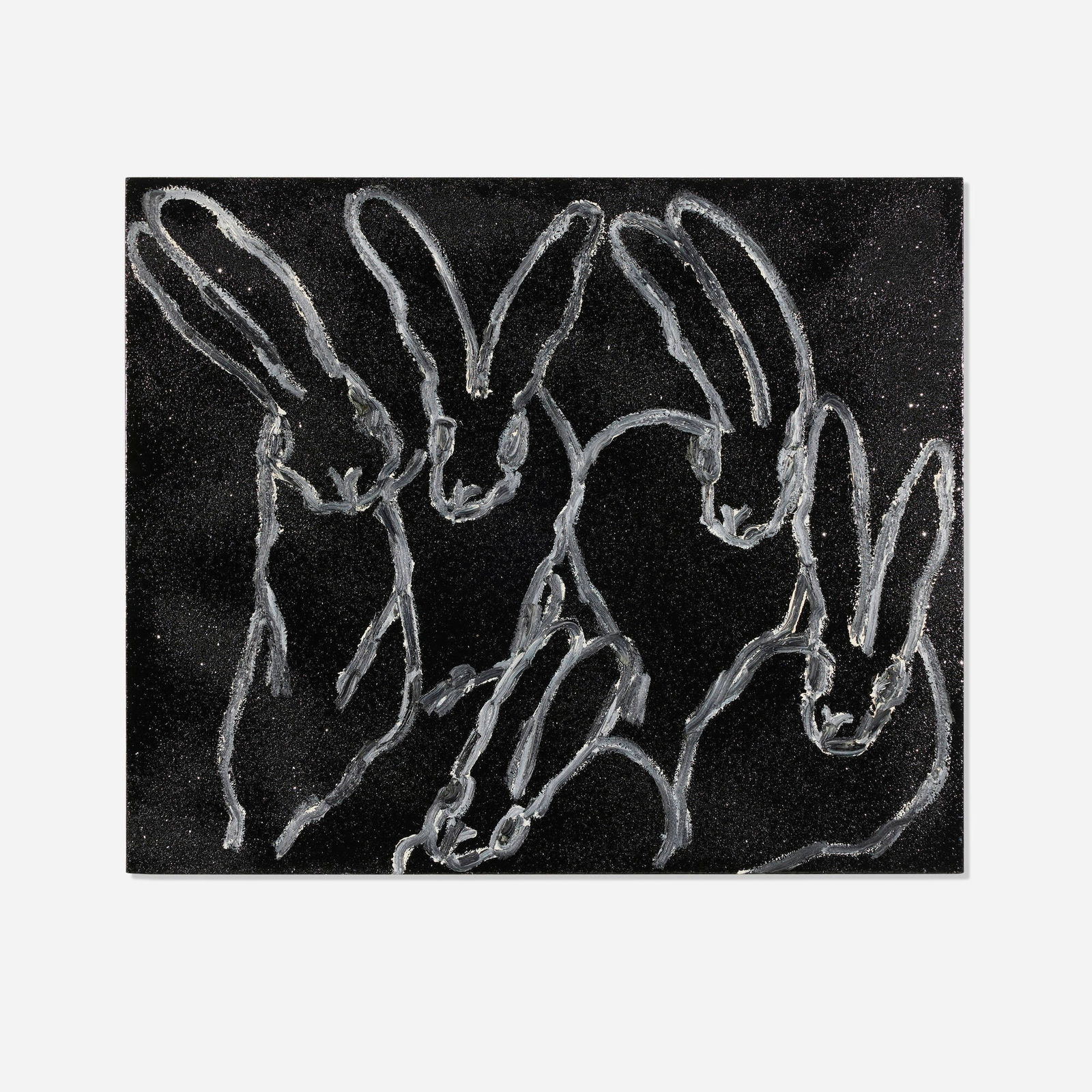 Hunt Slonem, Black Diamonds: Hunt Slonem Black Diamonds 2017 oil, acrylic and diamond dust on canvas 30 h x 36 w in (76 x 91 cm) Signed, titled and dated to verso 'Hunt Slonem 2017 Black Diamonds'. Provenance: Private